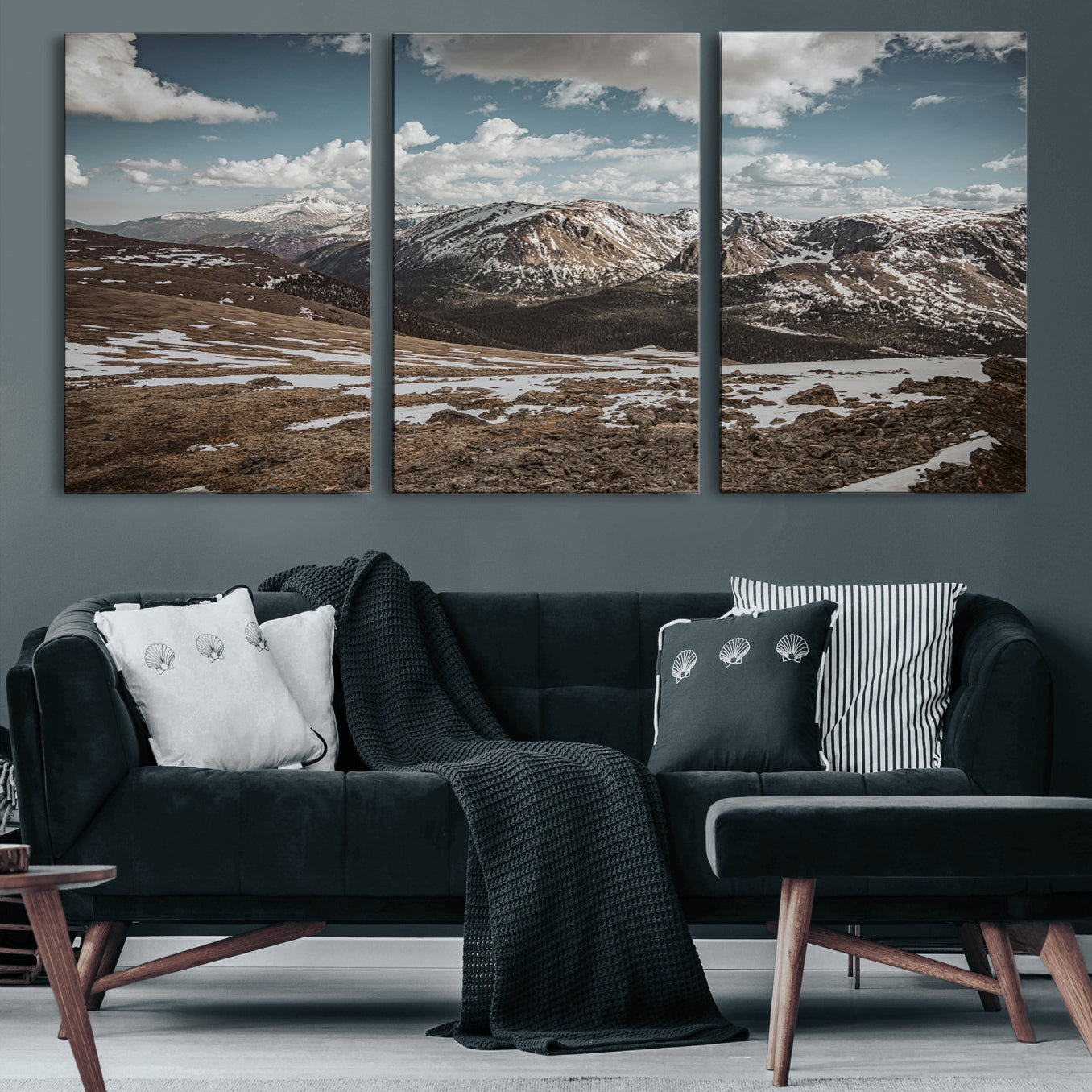 44565953-MGV-CV-60X30-3P-Mountain Landscape Wall Art Canvas Print – Framed Snowy Peaks Rugged Highlands Nature Scene Artwork for Home Office