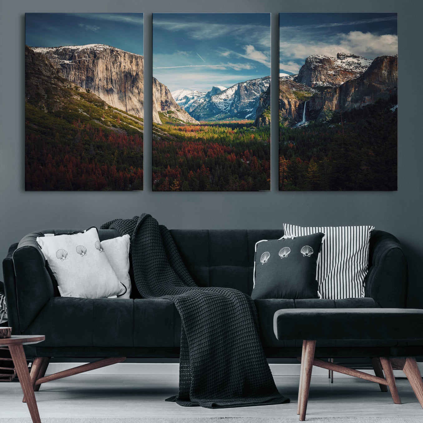 15244033-MGV-CV-60X30-3P-Yosemite National Park Wall Art Canvas Print – Framed Mountain Landscape El Capitan Rustic Nature Artwork for Home, Office