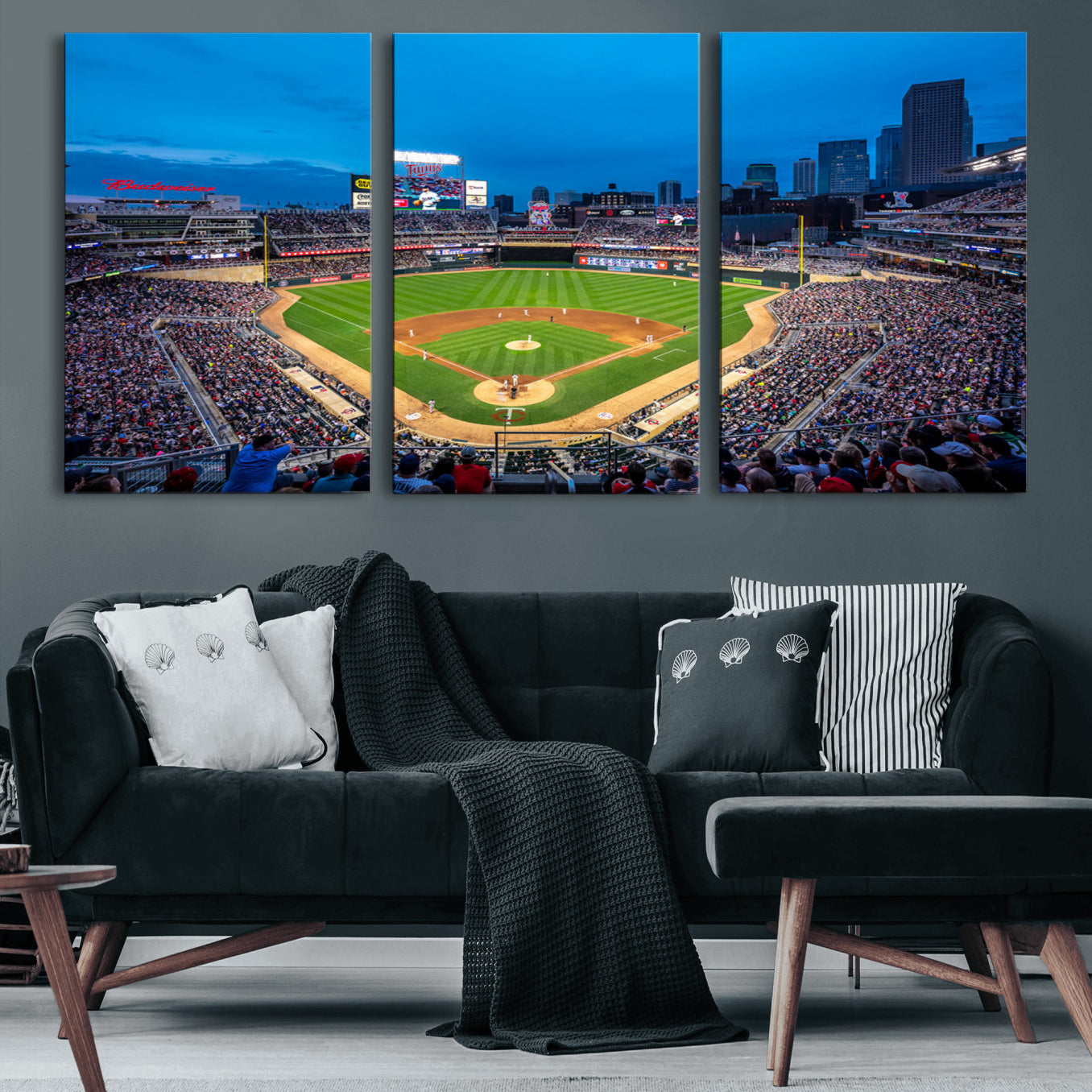 77273035-MGV-CV-60X30-3P-Target Field Stadium Wall Art Canvas Print – Minnesota Twins Baseball Team Iconic Ballpark Scene for home, office
