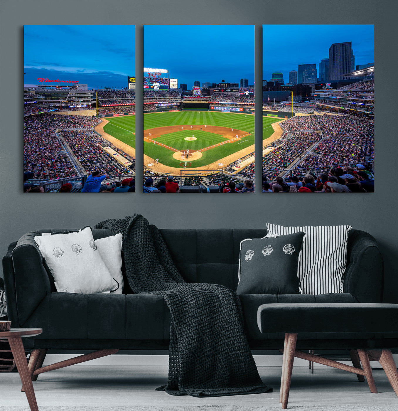 77273035-MGV-CV-60X30-3P-Target Field Stadium Wall Art Canvas Print – Minnesota Twins Baseball Team Iconic Ballpark Scene for home, office