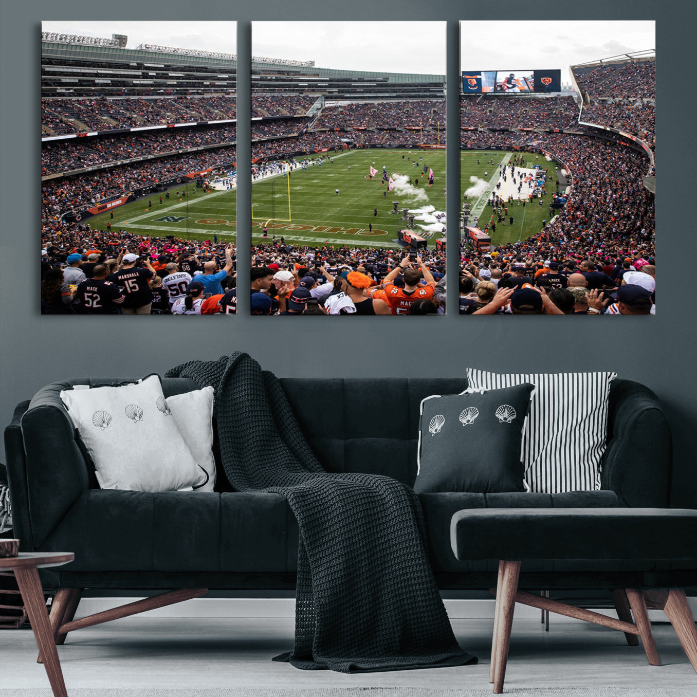 18347149-MGV-CV-60X30-3P-Chicago Bears Soldier Field Wall Art Canvas Print – Framed Football Stadium Artwork Team Spirit for home, office