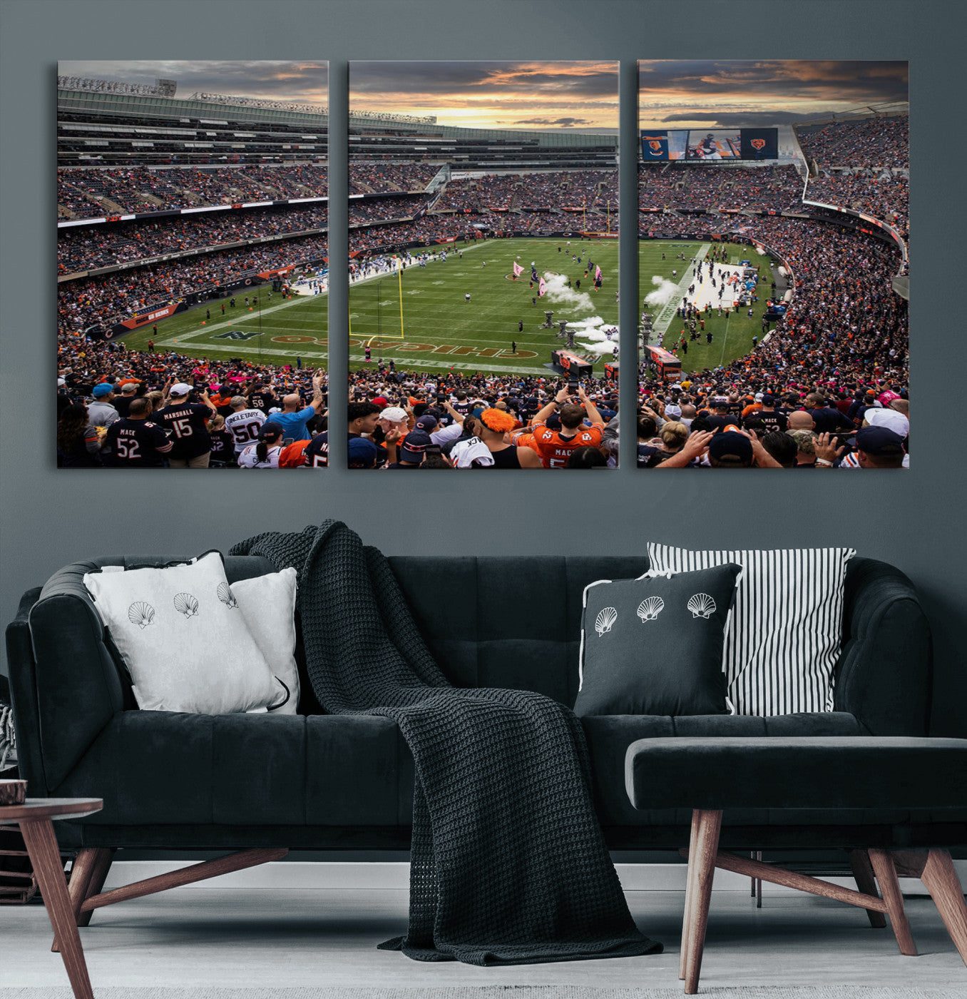 87578930-MGV-CV-60X30-3P-Chicago Bears Soldiers Field Wall Art Canvas Print – Framed Football Stadium Artwork for Home, Office, Living Room
