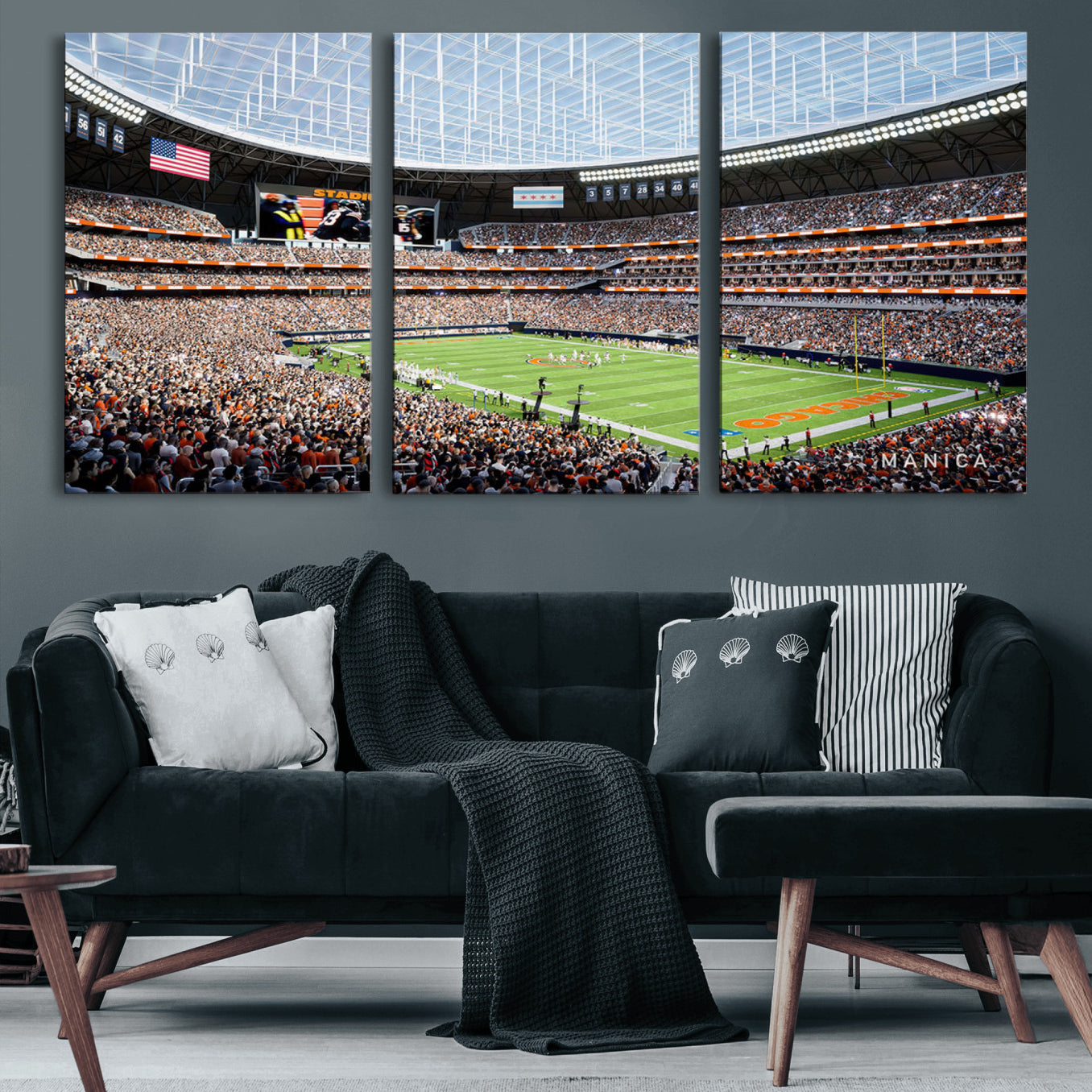 -Chicago Bears Soldiers Field Wall Art Canvas Print – Framed Football Stadium Artwork for Home, Office, Living Room