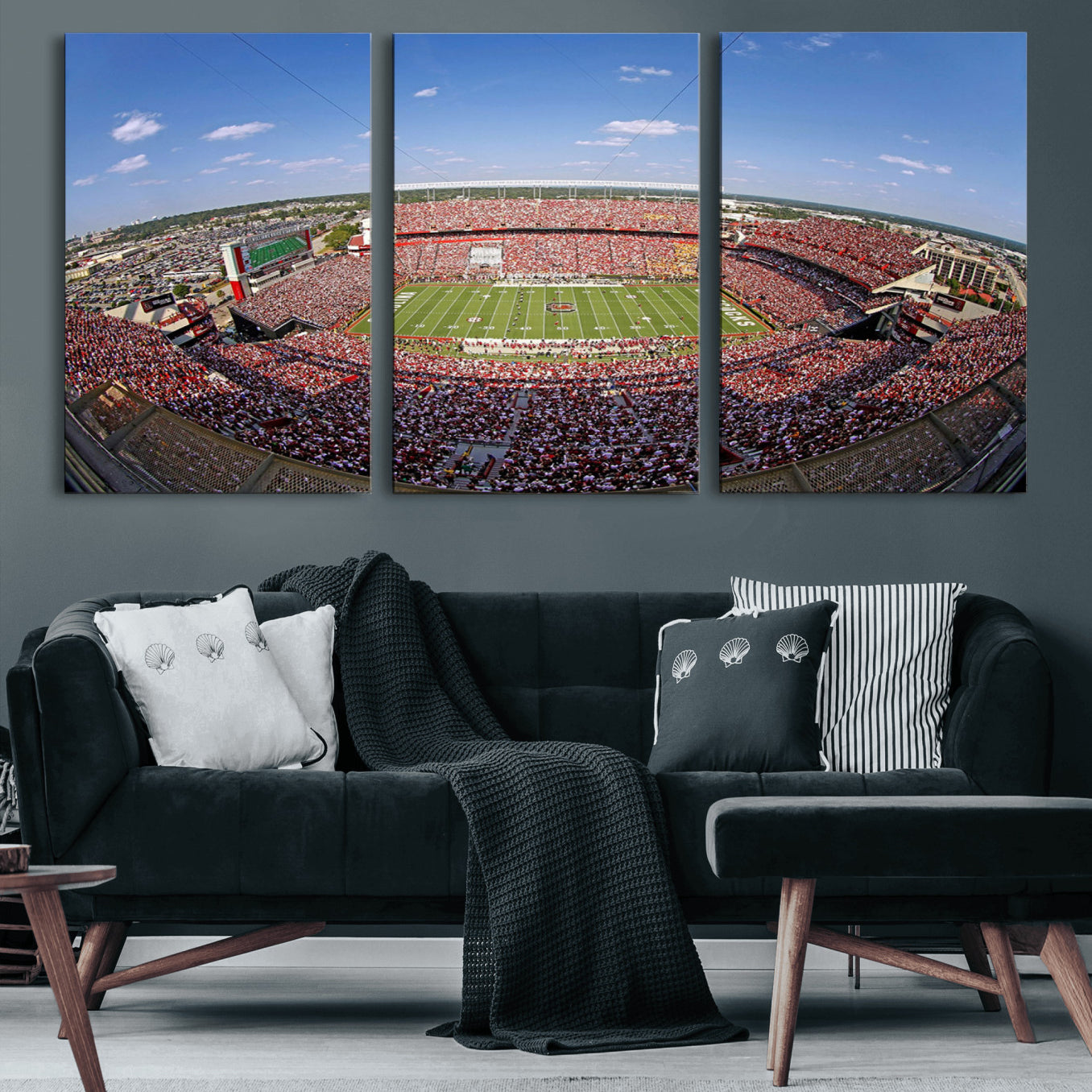 29492070-MGV-CV-60X30-3P - William Brice Stadium Wall Art Canvas Print – Stadium Crowd Sports Field Outdoor Event Football Game Artwork for Home Office