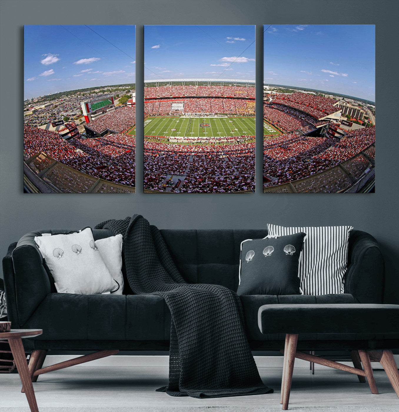 29492070-MGV-CV-60X30-3P - William Brice Stadium Wall Art Canvas Print – Stadium Crowd Sports Field Outdoor Event Football Game Artwork for Home Office