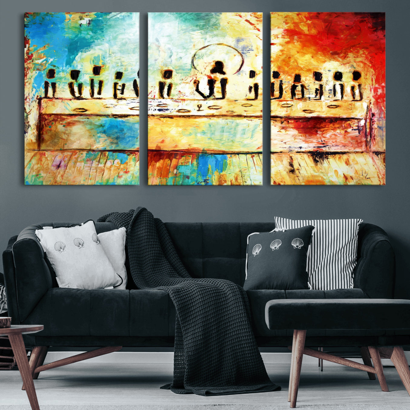 MGV-CV-60X30-3P - Abstract Last Supper with Apostles Wall Art Canvas Print