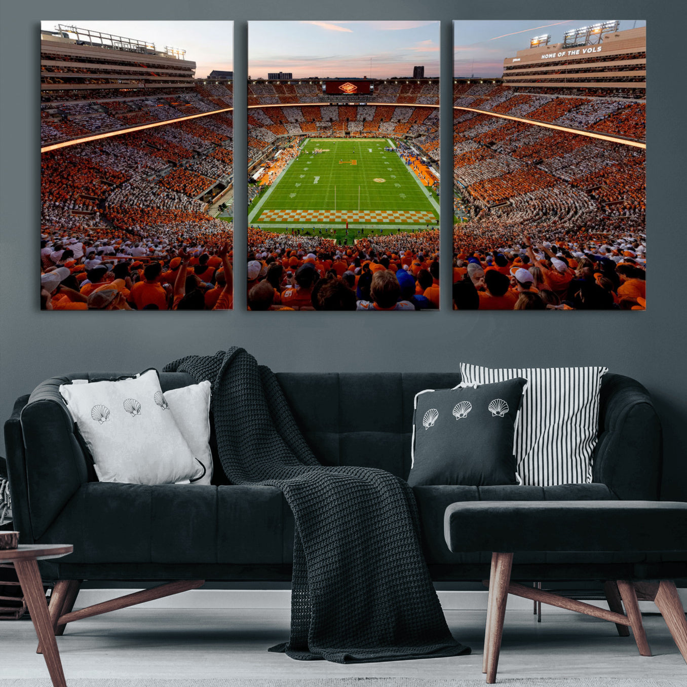 37160229-MGV-CV-48X32-3P-Tennessee Neyland Stadium Wall Art Print, Sports Arena Canvas Wall Art, Panoramic Stadium Canvas Print, Modern Athletic Field Art Printing