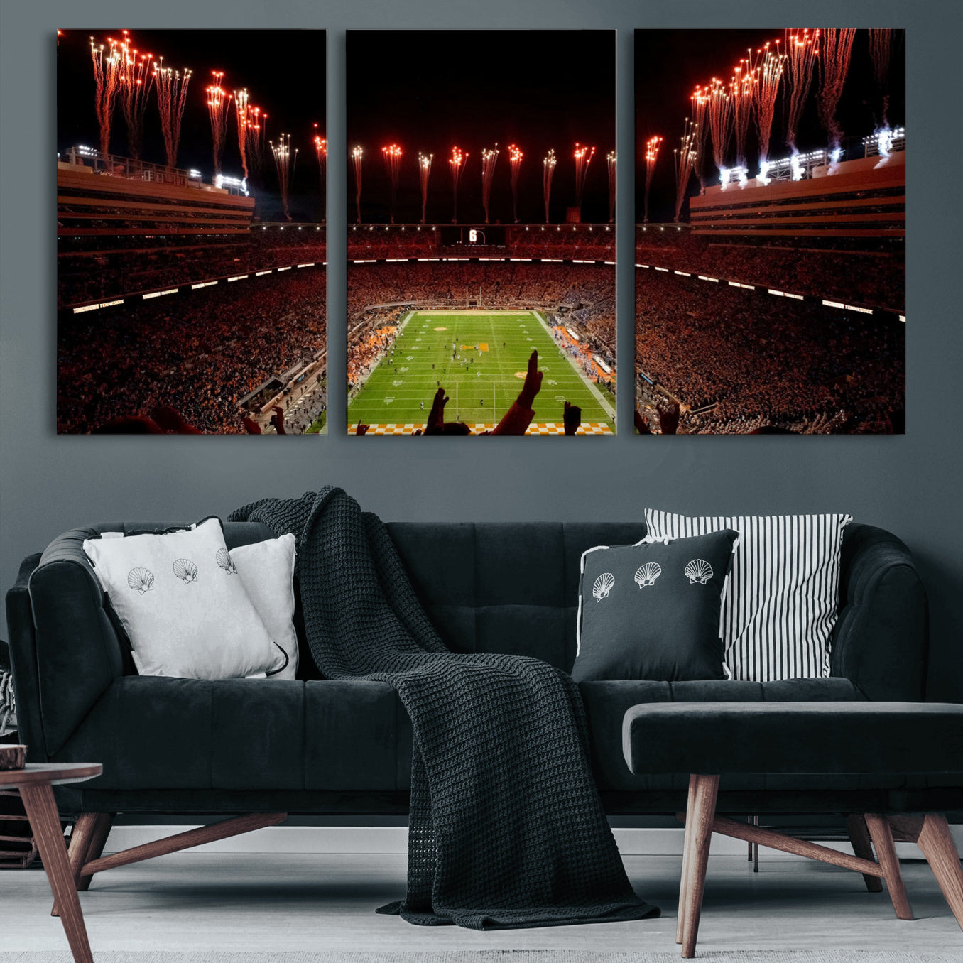 73358115-MGV-CV-60X30-3P - Tennessee Neyland Stadium Wall Art, Sports Arena Canvas Print, Panoramic Stadium Canvas Artwork for Home, Office