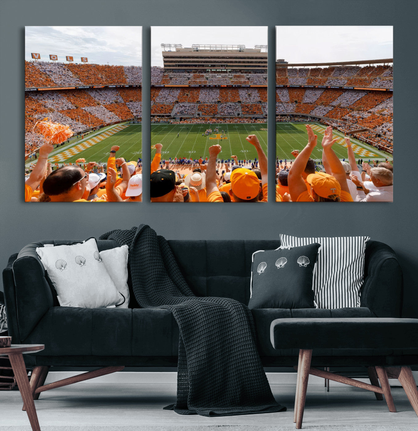 76011417-MGV-CV-60X30-3P - Tennessee Neyland Stadium Wall Art, Sports Arena Canvas Print, Panoramic Stadium Artwork for Home, Office