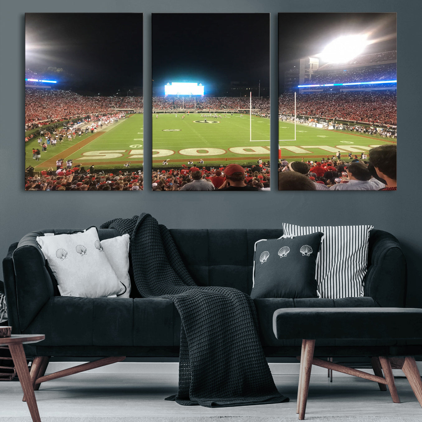 MGV-CV-60X30-3P - Dooley Stadium Wall Art Print, Sports Arena Canvas Wall Art, Panoramic Stadium Canvas Print, Modern