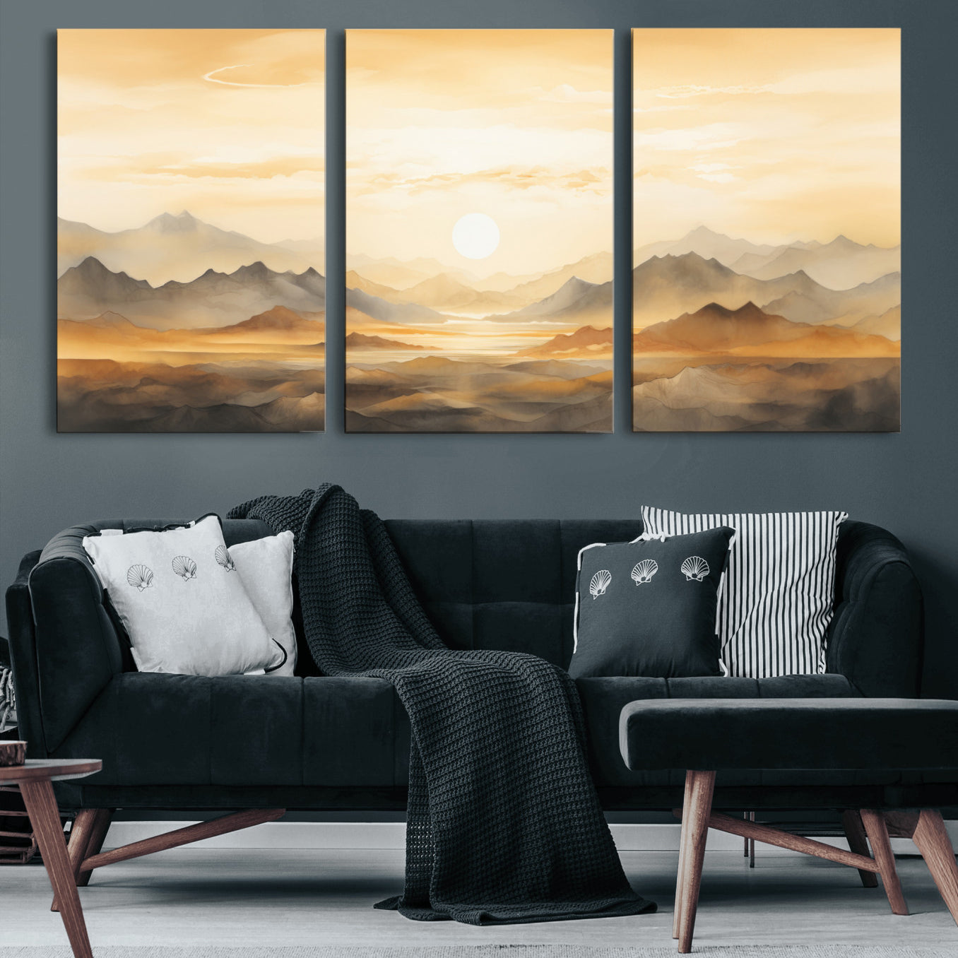 Nihat1-29-MGV-CV-36X24-Sepia Color Abstract Mountain Wall Art Canvas Print