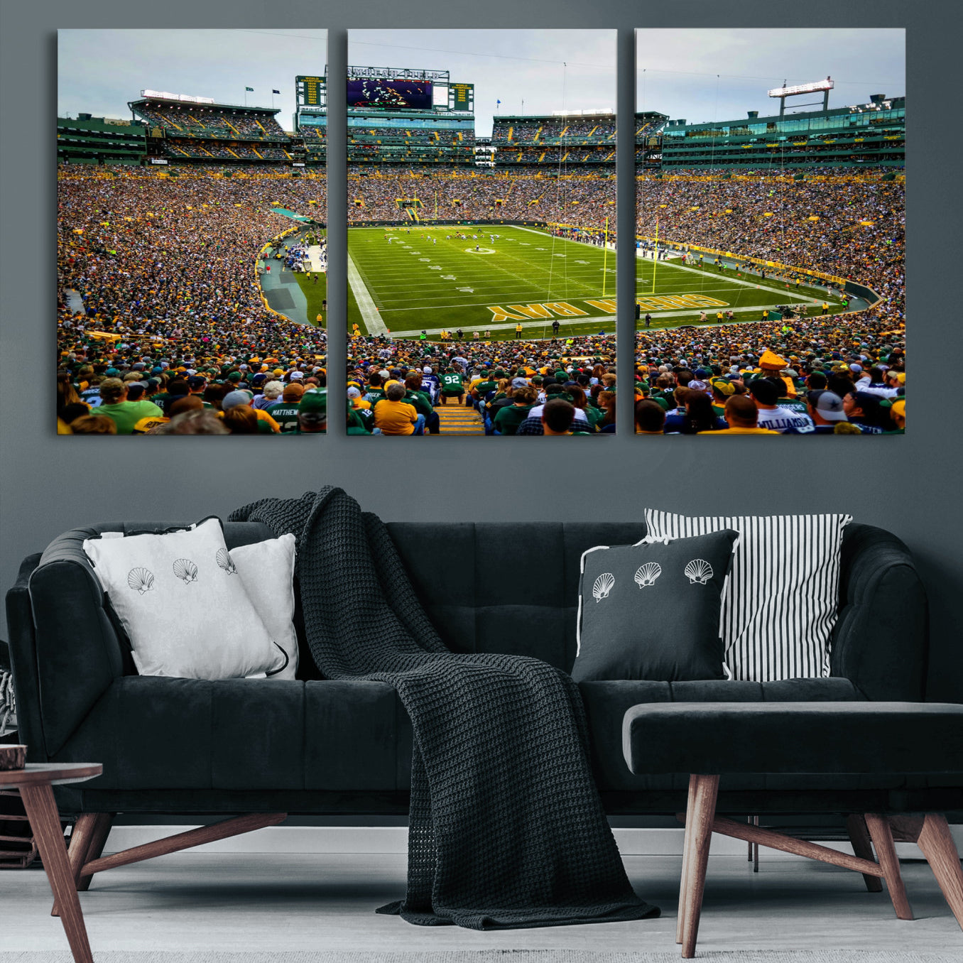 GBP101-MGV-CV-60X30-3P - Green Bay Packers Lambeau Field Stadium Wall Art Canvas Print, Iconic NFL Football Stadium Artwork, Wisconsin Sports Home Decor