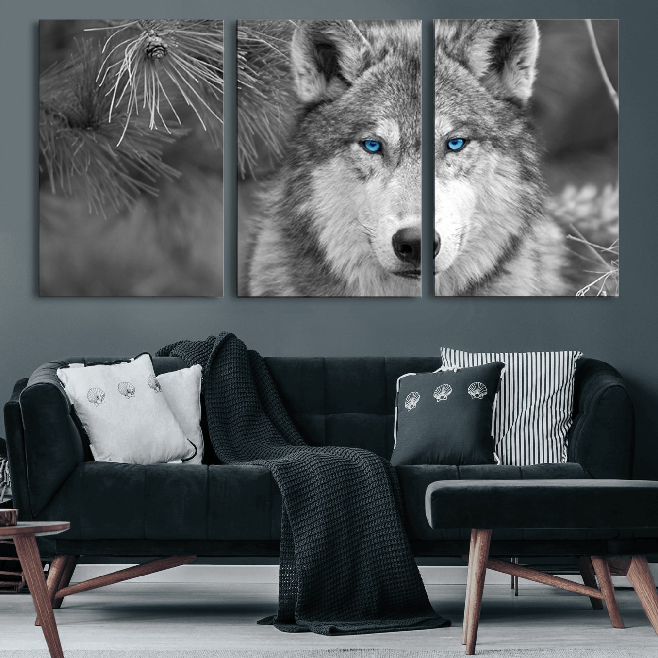 94795-MGV-CV-60X30-3P-Wild Wolf Blue Eye Wall Art Canvas Print