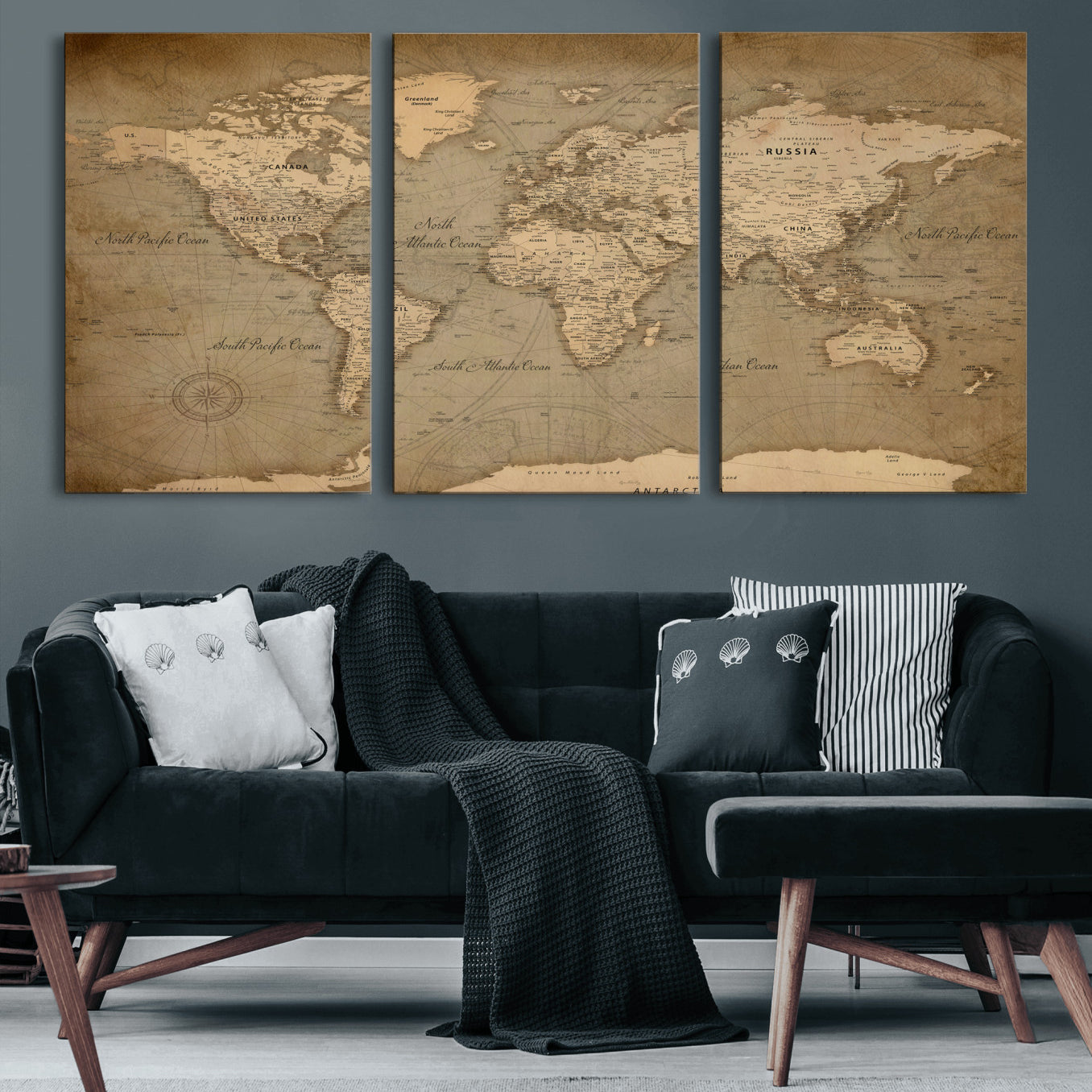 49946617-MGV-CV-36X24 - World Map Wall Art Canvas Print, Modern Decorative Framed Map Artwork Prints for Living Room, Office, Bedroom Wall Decor