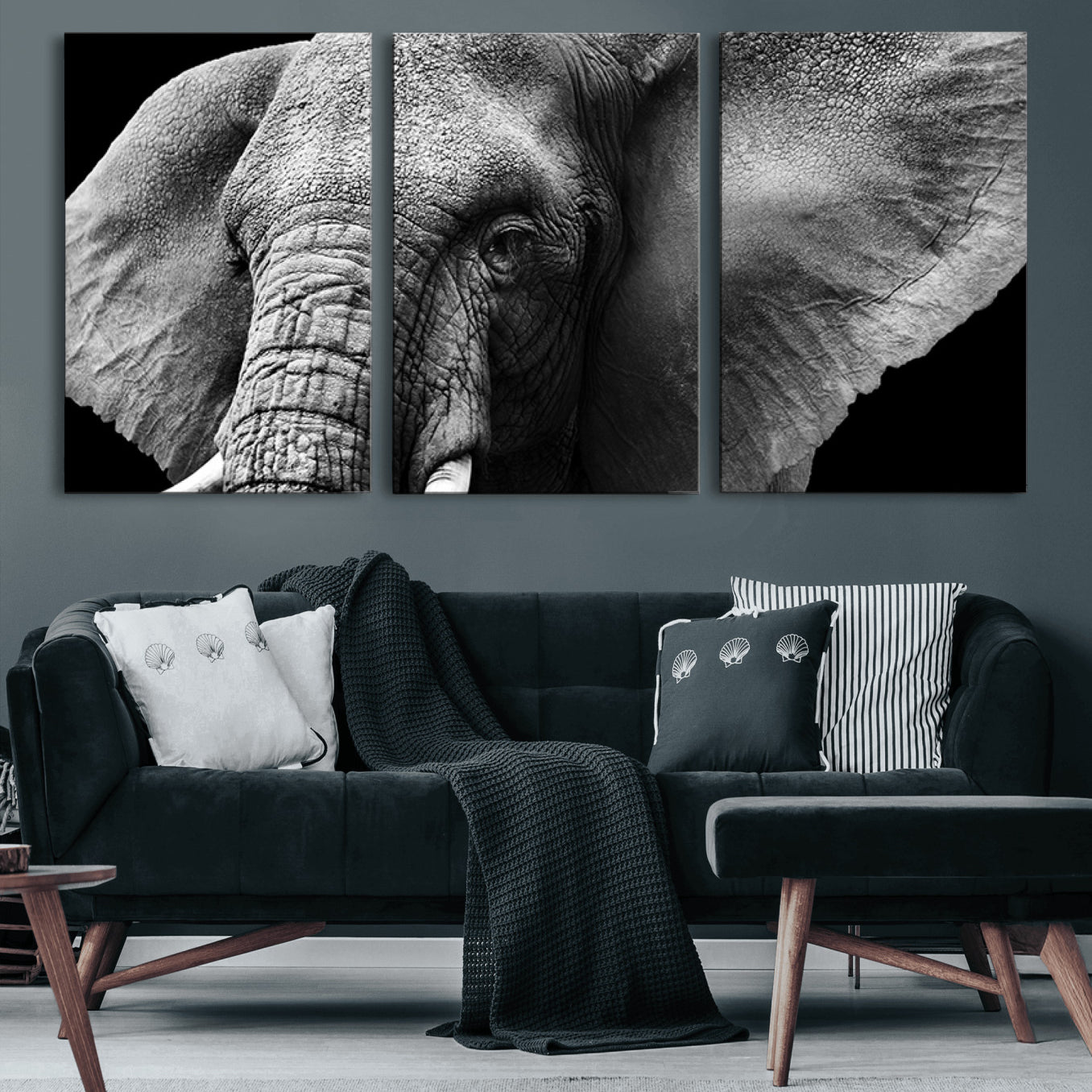 27820-MGV-CV-60X30-3P-Big Elephant Close Up Wall Art Canvas Print