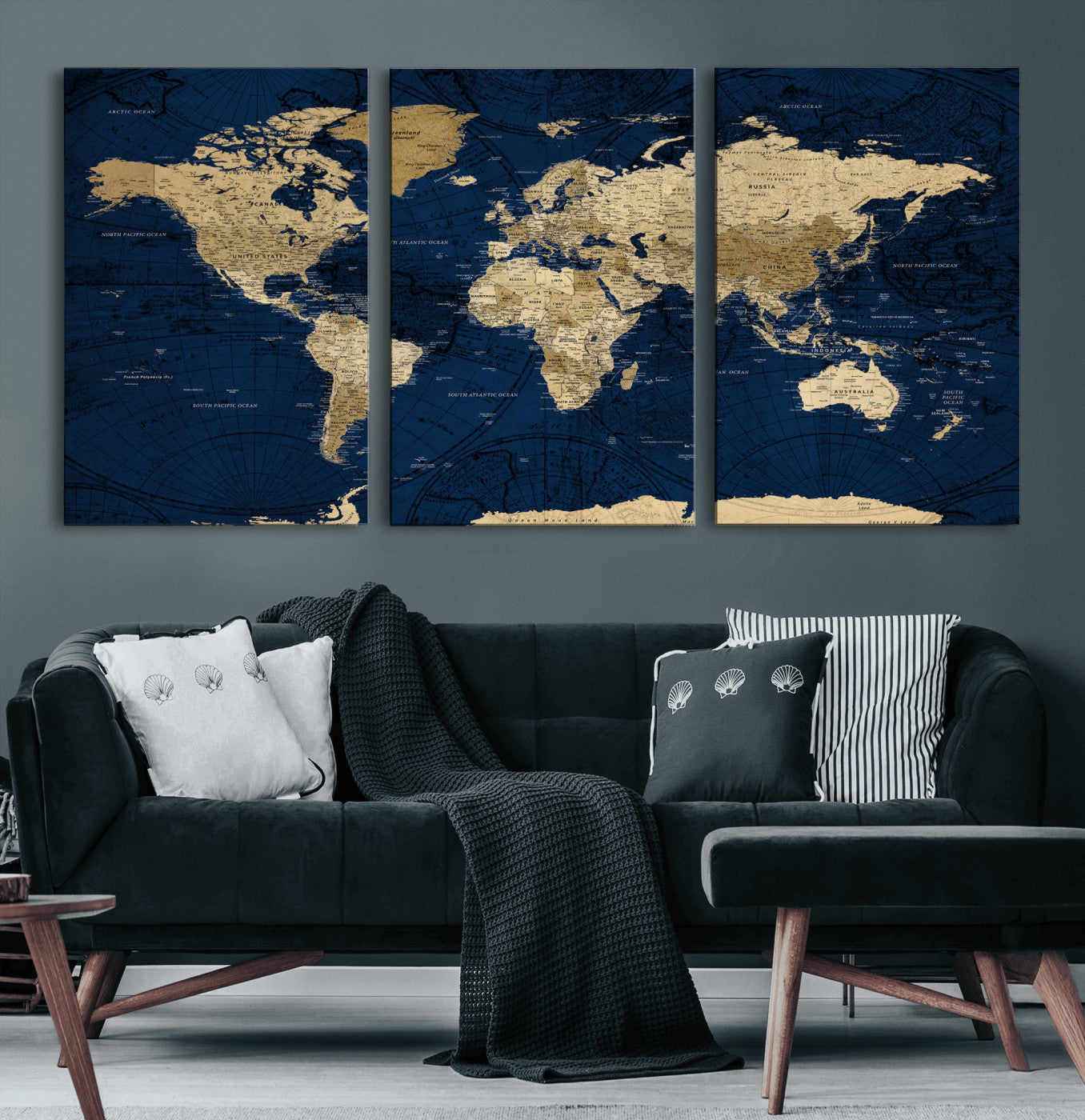 54770746-MGV-CV-36X24 - World Map Wall Art Canvas Print, Modern Decorative Framed Map Artwork Prints for Living Room, Office, Bedroom Wall Decor