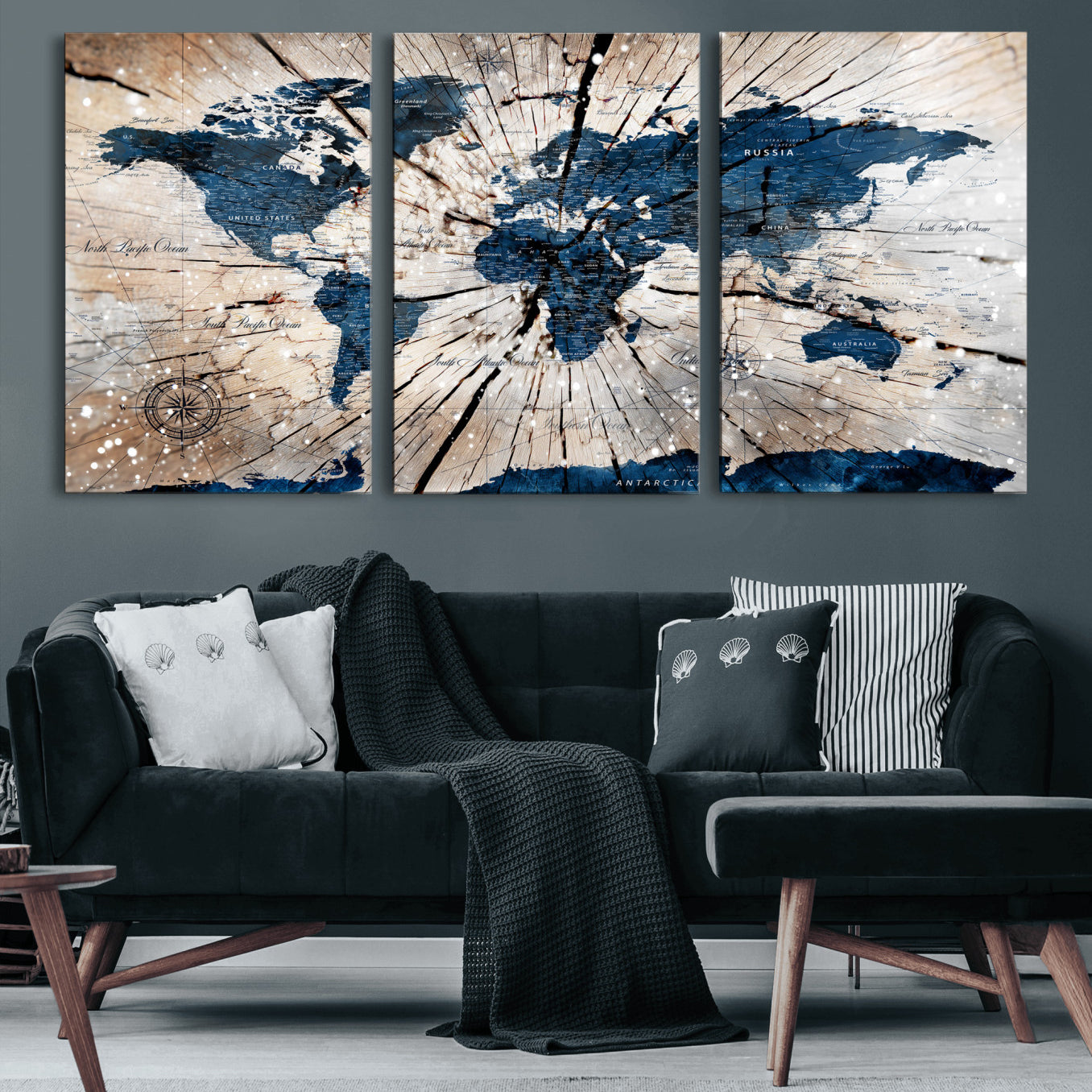 19478704-MGV-CV-36X24 - World Map Wall Art Canvas Print, Modern Decorative Framed Map Artwork Prints for Living Room, Office, Bedroom Wall Decor