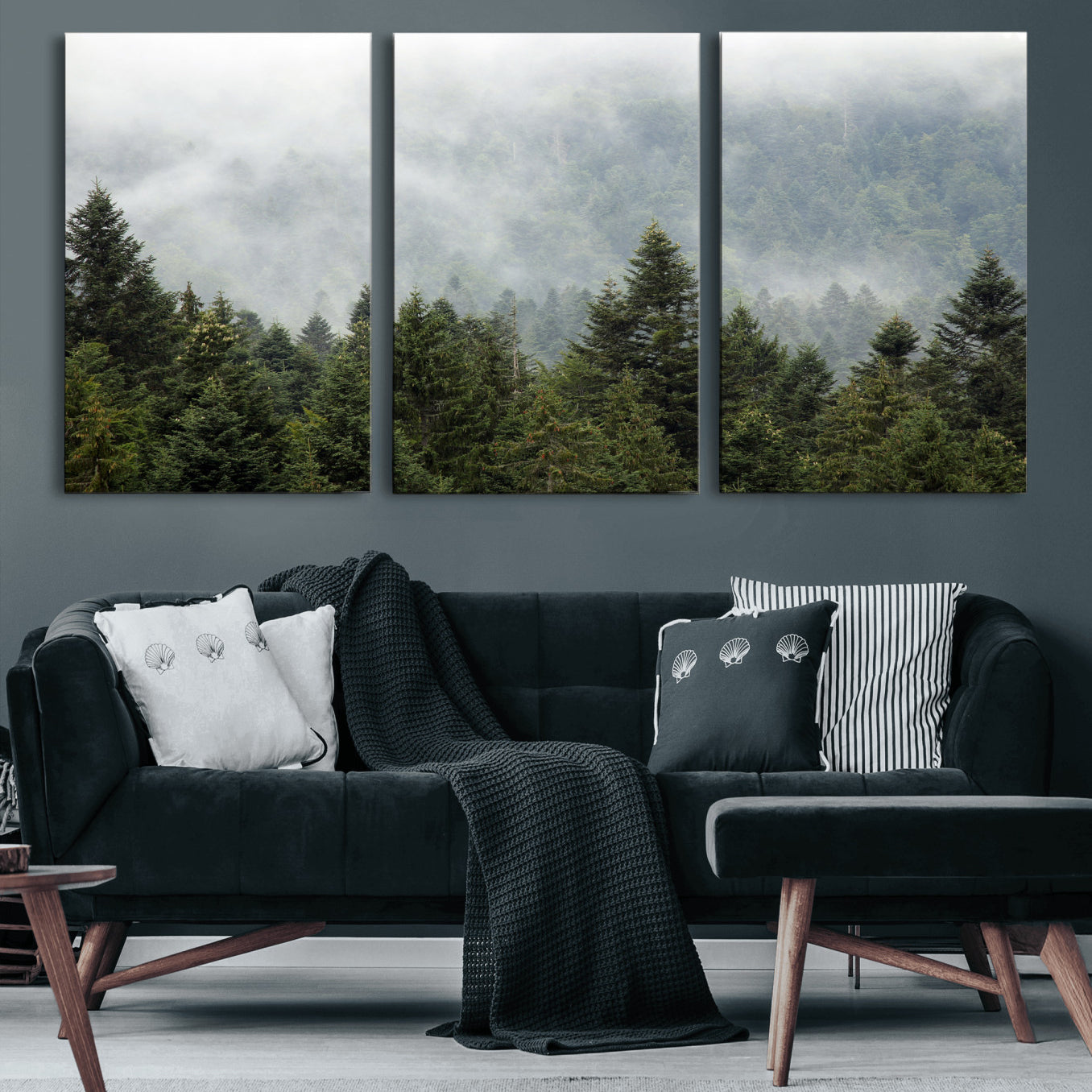 37010054-MGV-CV-36X24 - Misty Mountain Forest Wall Art Canvas Print