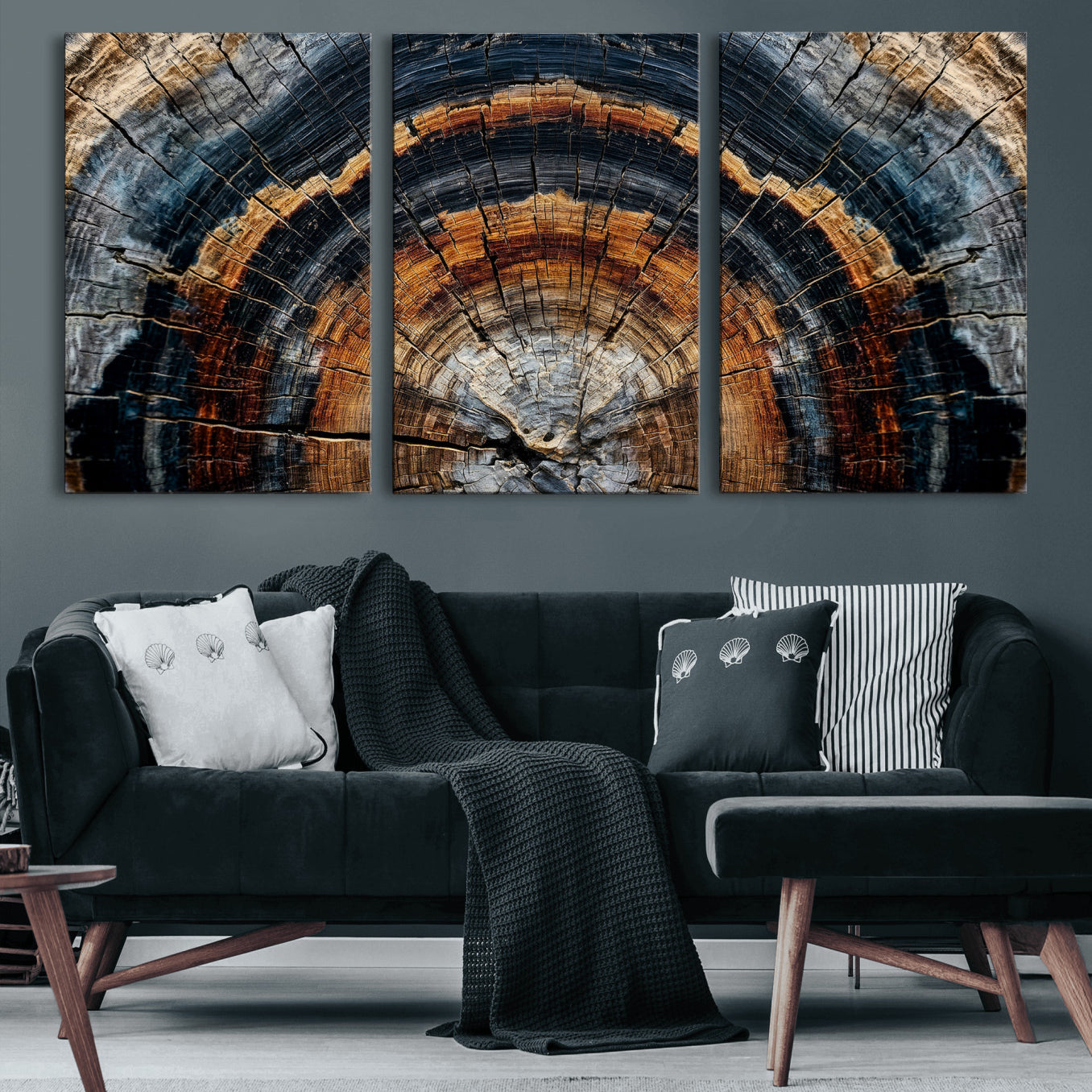 92693966A-MGV-CV-36X24 - Abstract Wood Grain Canvas Print, Tree Ring Pattern Wall Art, Framed Canvas Ready to Hang