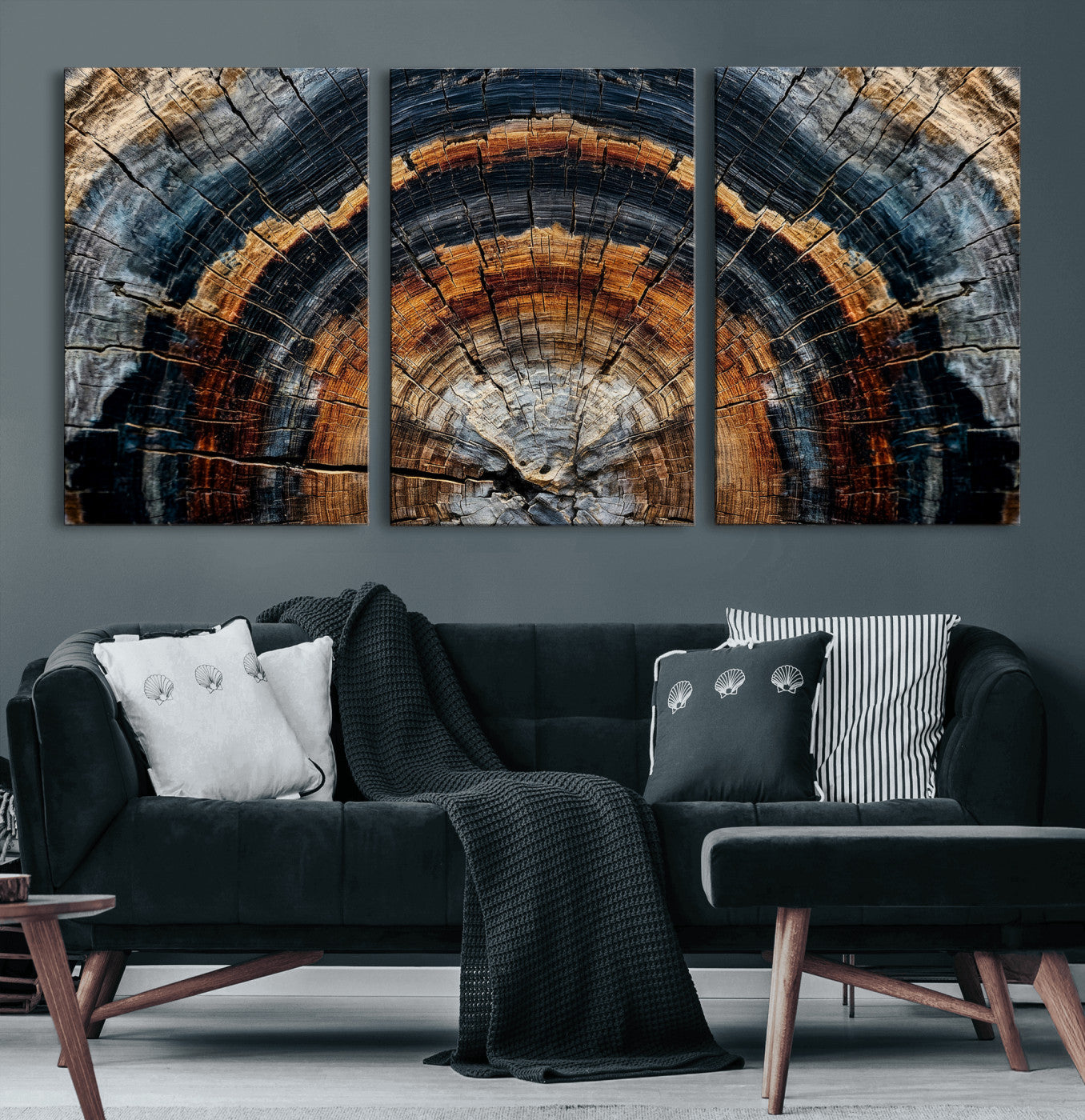 92693966A-MGV-CV-36X24 - Abstract Wood Grain Canvas Print, Tree Ring Pattern Wall Art, Framed Canvas Ready to Hang