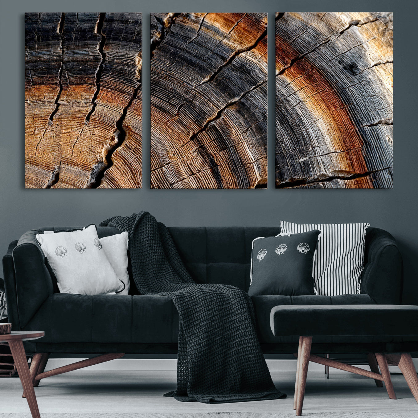 92693966E-MGV-CV-36X24 - Framed Large Abstract Wood Grain Canvas Print, Tree Ring Pattern Wall Art, Framed Canvas Ready to Hang