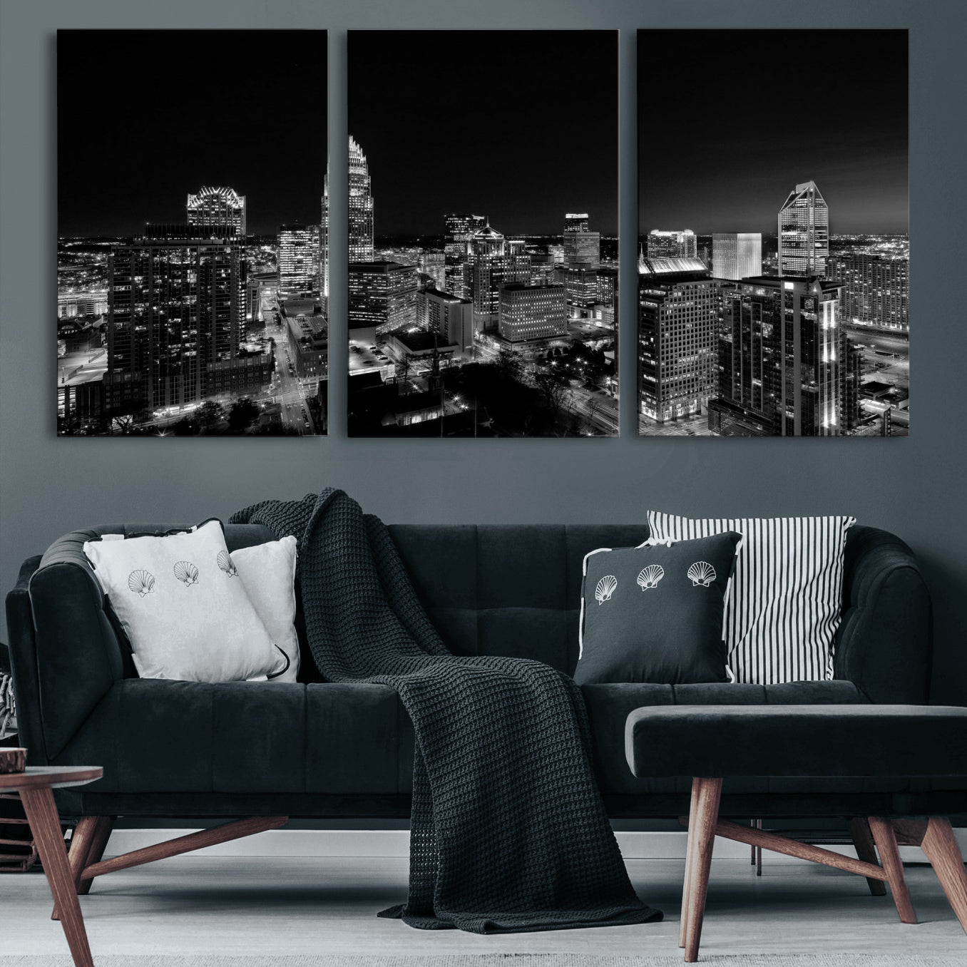 68329345-MGV-CV-36X24 - Atlanta Skyline Wall Art Canvas Print, Atlanta Downtown Night Cityscape Print for Modern Urban Wall Decor