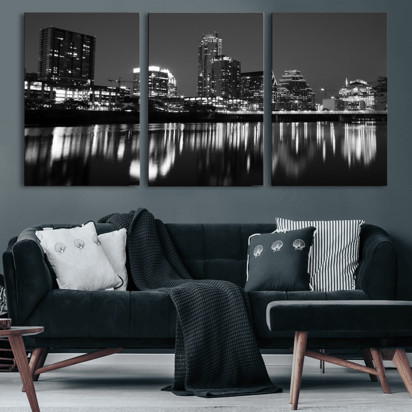 38129554-MGV-CV-36X24 - Austin Skyline Wall Art Canvas Print, Austin Downtown Night Cityscape Print for Modern Urban Wall Decor
