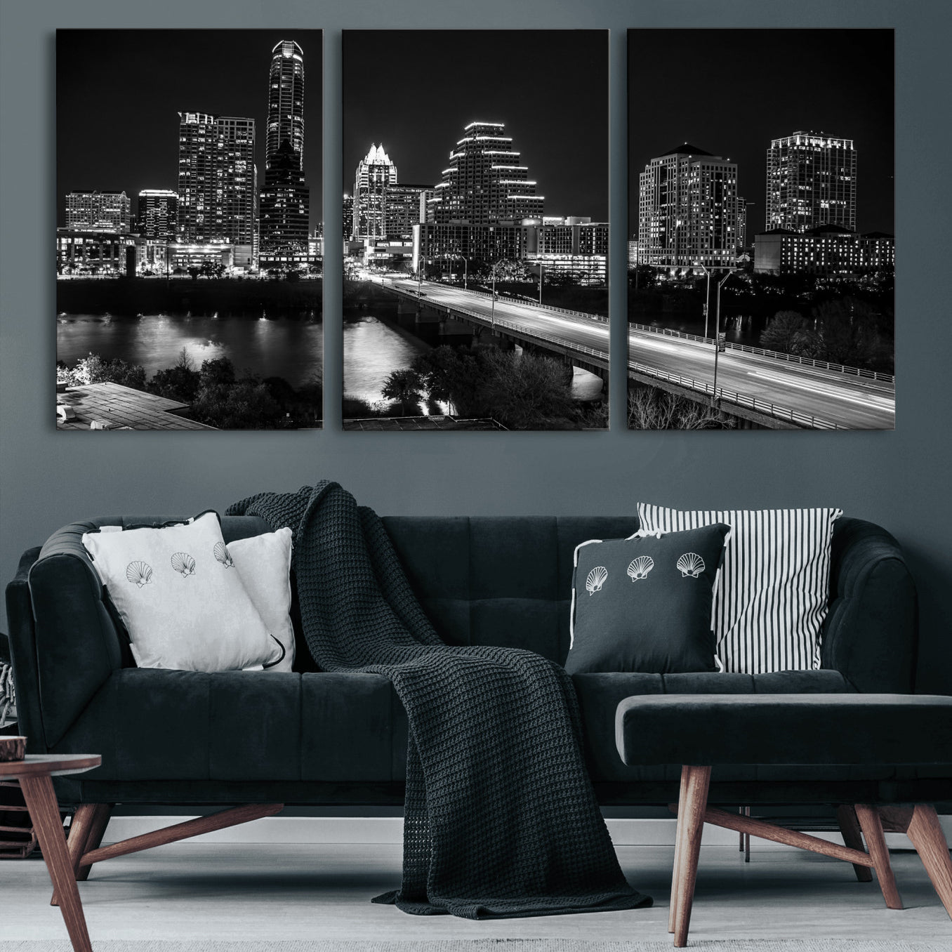 37531750-MGV-CV-36X24 - Austin Skyline Wall Art Canvas Print, Austin Downtown Night Cityscape Print for Modern Urban Wall Decor