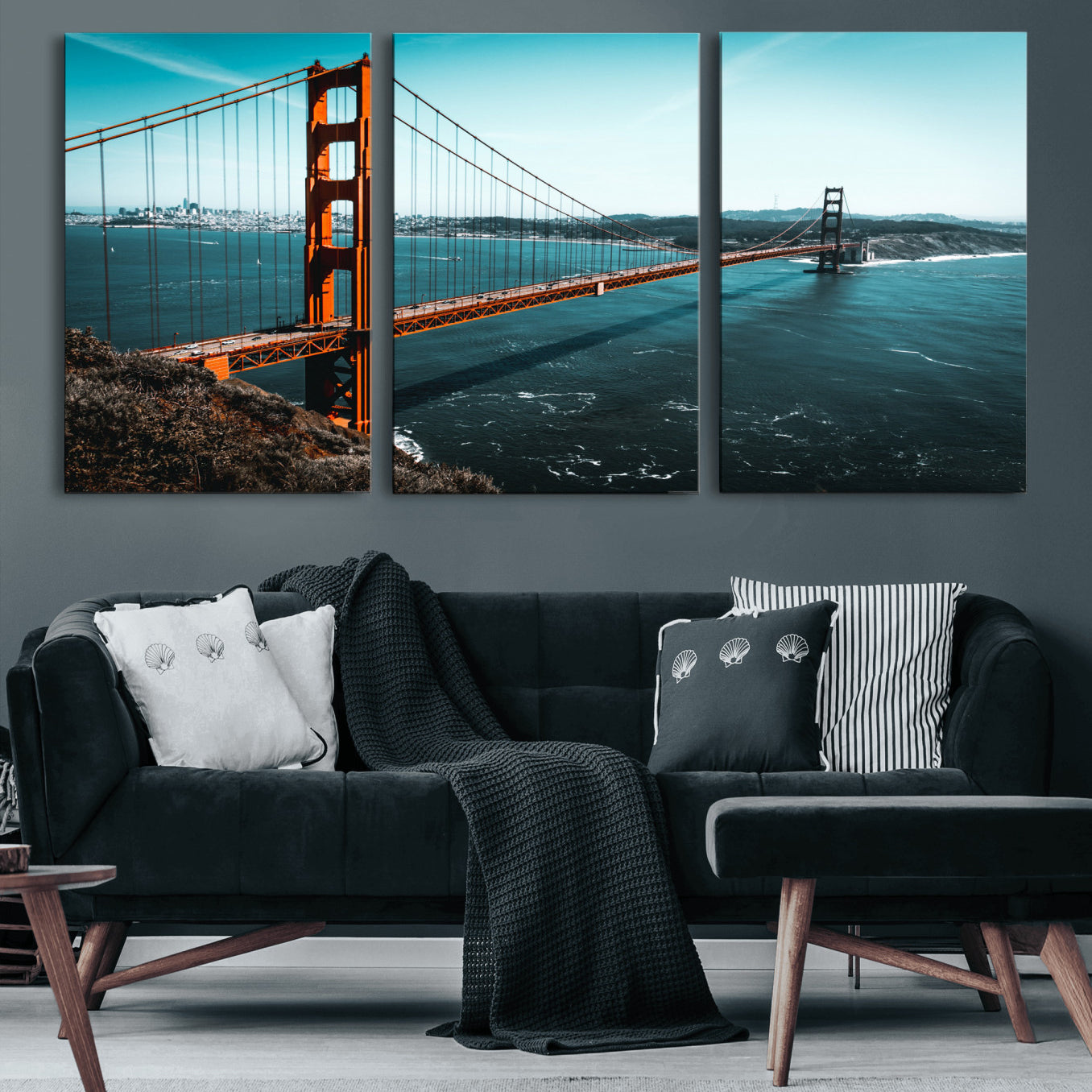 73996404-MGV-CV-36X24 - Golden Gate Bridge Wall Art Canvas Print – San Francisco Landmark Photography Artwork Print for Living Room, Office, and Modern Decor