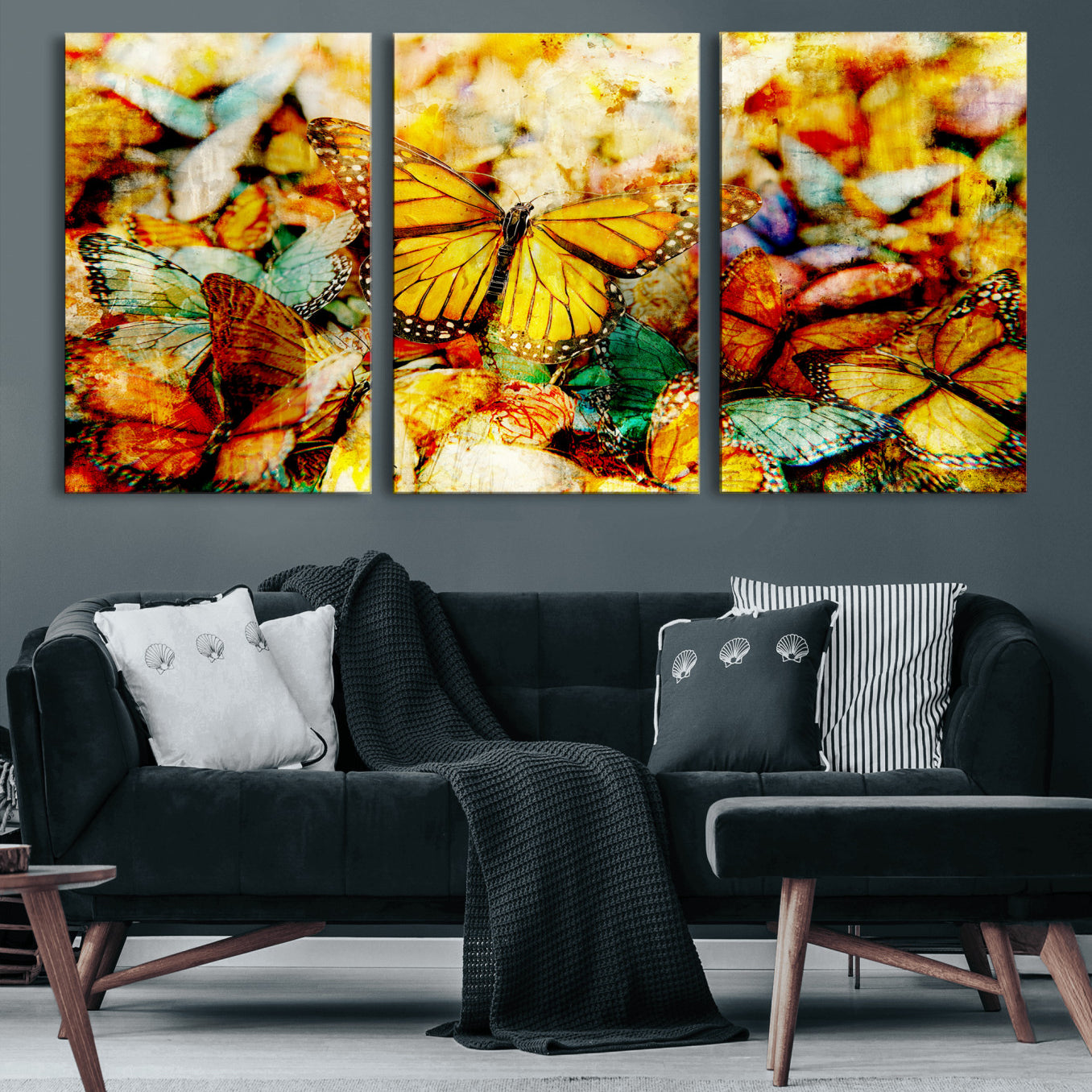 52514054-MGV-CV-36X24 - Butterfly Wall Art Canvas Print – Colorful Abstract Nature Artwork Print for Living Room, Bedroom, and Office Decor