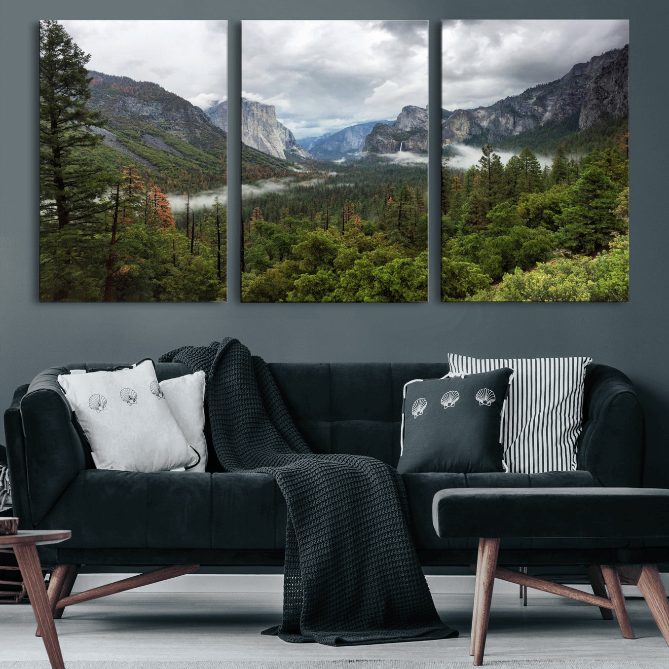 46168759-MGV-CV-36X24 - Yosemite Valley Wall Art Canvas Print, El Capitan Mountain Landscape Nature Wall Decor