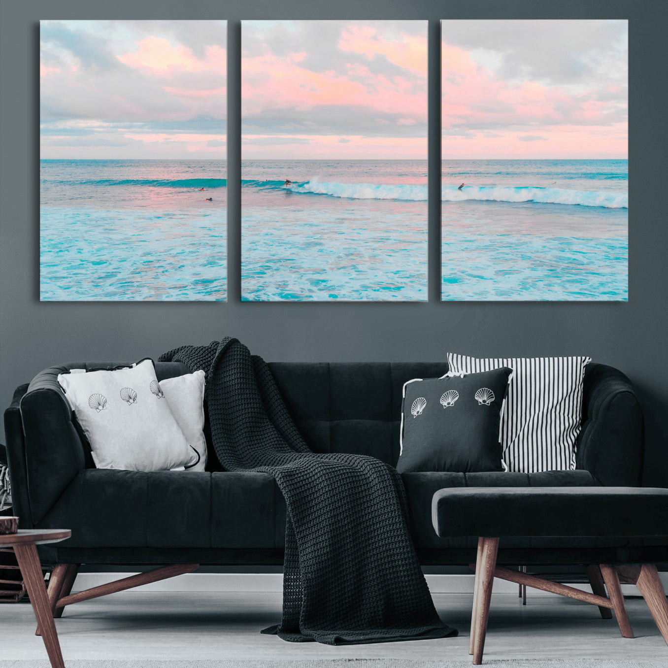 73216461-MGV-CV-36X24 - Ocean Wave Wall Art Canvas Print, Pastel Surf Seascape Photography, Coastal Beach Wall Decor