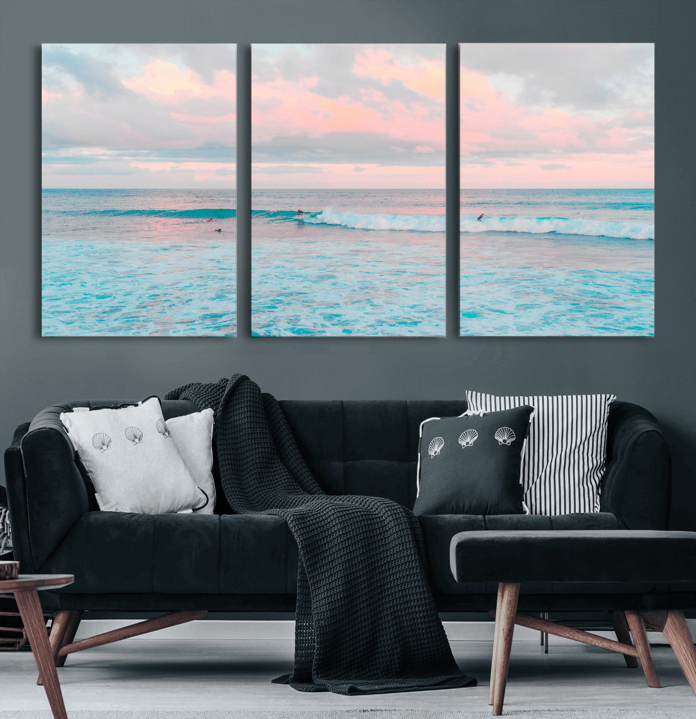 73216461-MGV-CV-36X24 - Ocean Wave Wall Art Canvas Print, Pastel Surf Seascape Photography, Coastal Beach Wall Decor
