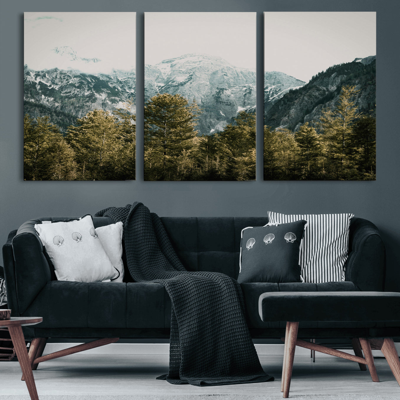 48479662-MGV-CV-36X24 - Mountain Forest Wall Art Canvas Print, Alpine Landscape Nature Photography, Moody Wilderness Wall Decor