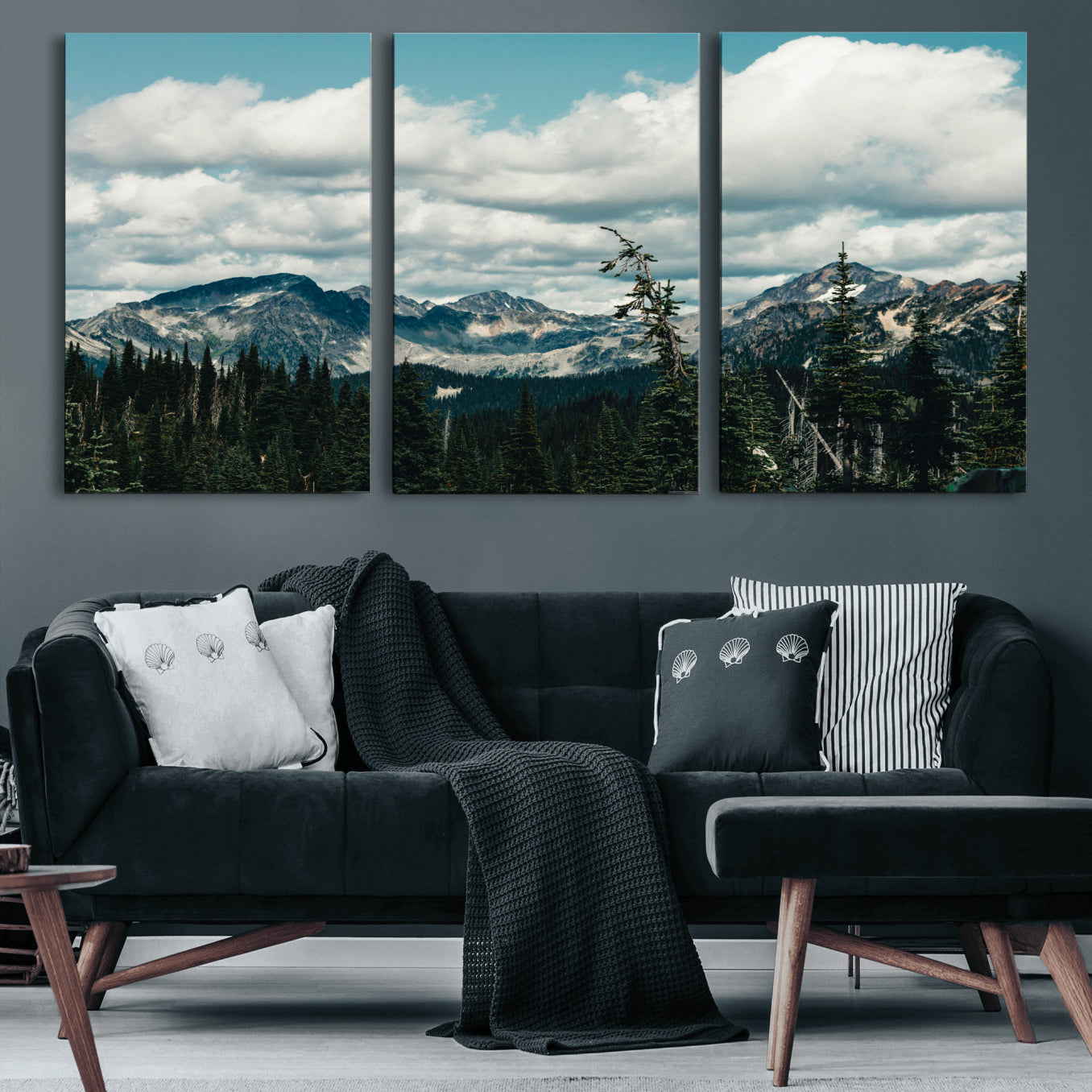 30416773-MGV-CV-36X24 - Mountain Forest Wall Art Canvas Print, Alpine Pine Tree Landscape Photography, Scenic Wilderness Mountain View, Nature Wall Decor