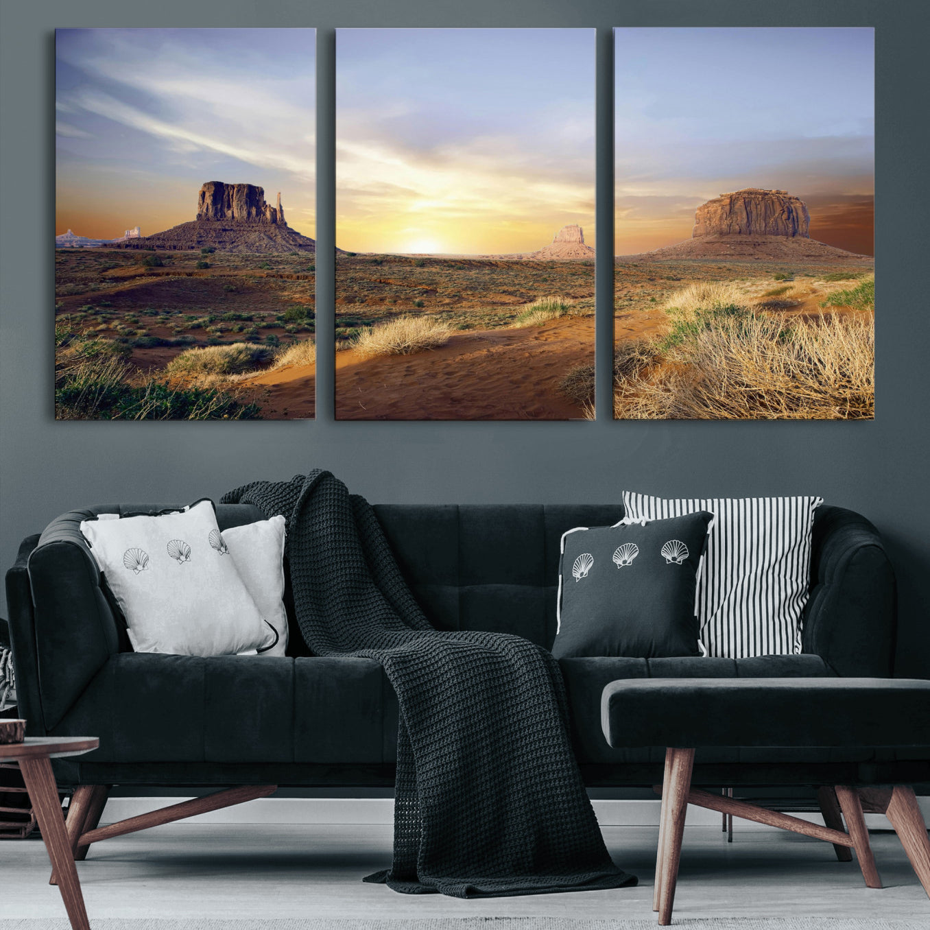 14901845-MGV-CV-36X24 - Monument Valley Desert Landscape Wall Art Canvas Print, Southwest Desert Rock Formation Canvas Print, Western Red Rock Panorama Art Printing