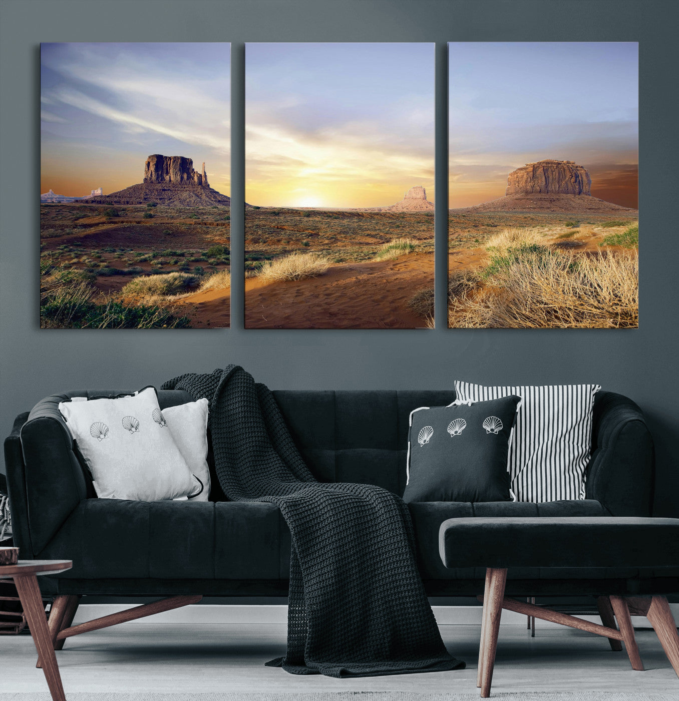 14901845-MGV-CV-36X24 - Monument Valley Desert Landscape Wall Art Canvas Print, Southwest Desert Rock Formation Canvas Print, Western Red Rock Panorama Art Printing