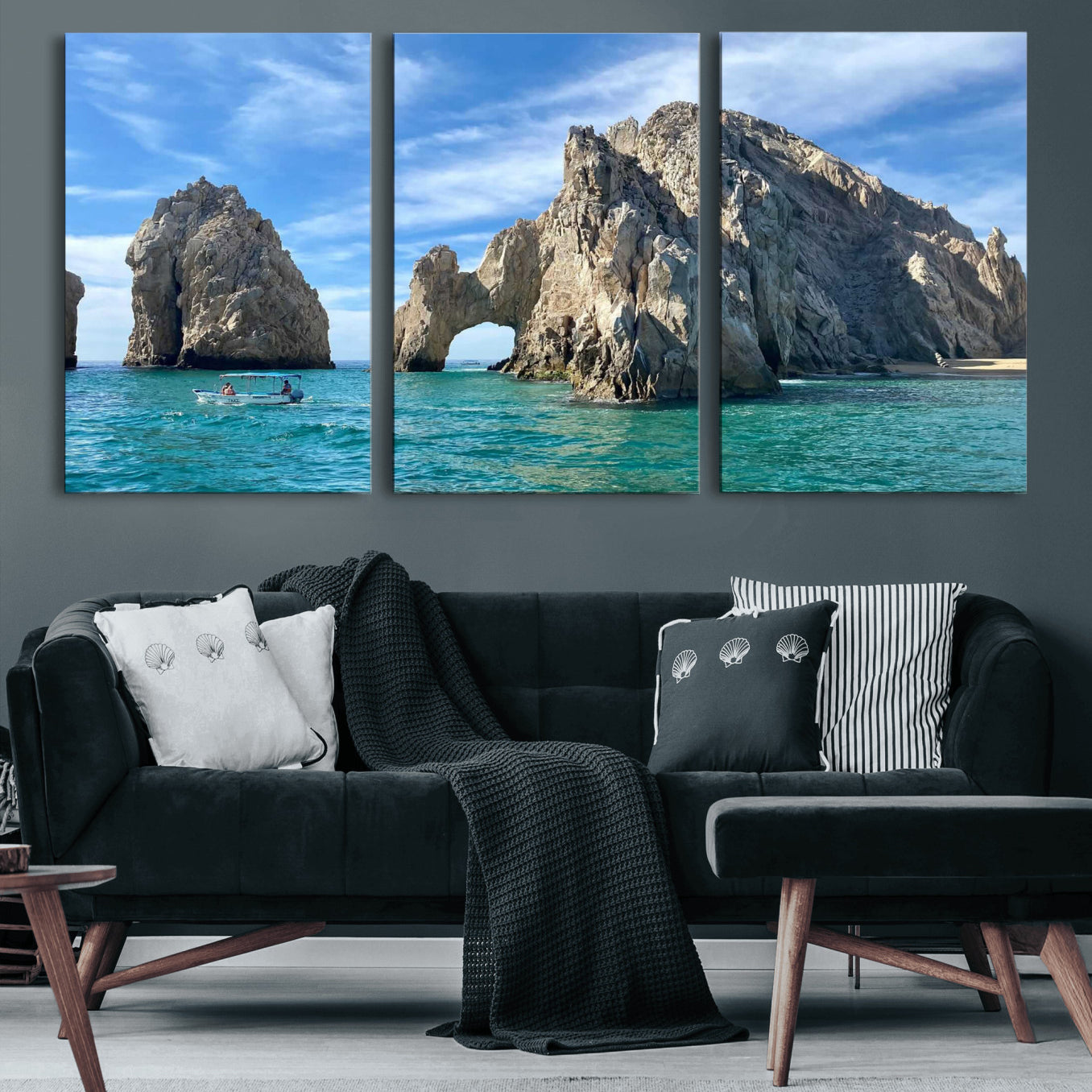 20946478-MGV-CV-36X24 - El Arco Cabo San Lucas Ocean Arch Wall Art Canvas Print, Baja California Rock Arch Seascape Canvas Print, Mexico Coastal Landmark Scenic Art Printing