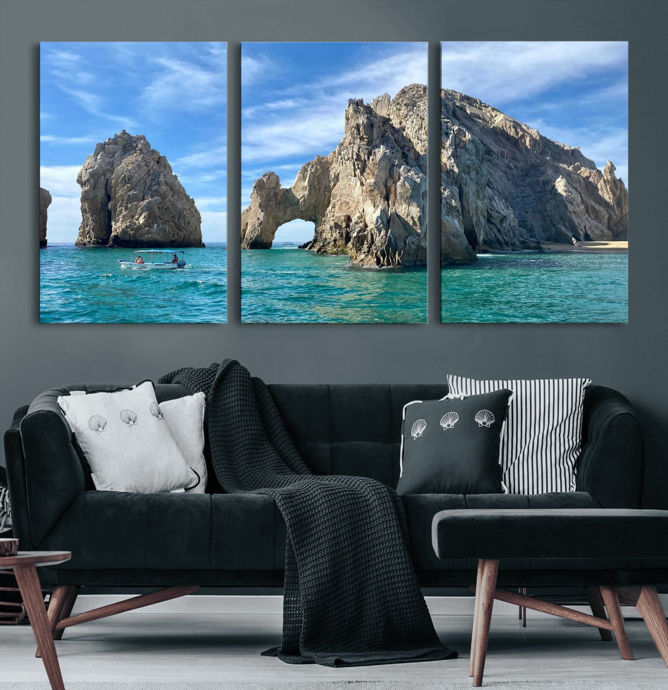 20946478-MGV-CV-36X24 - El Arco Cabo San Lucas Ocean Arch Wall Art Canvas Print, Baja California Rock Arch Seascape Canvas Print, Mexico Coastal Landmark Scenic Art Printing