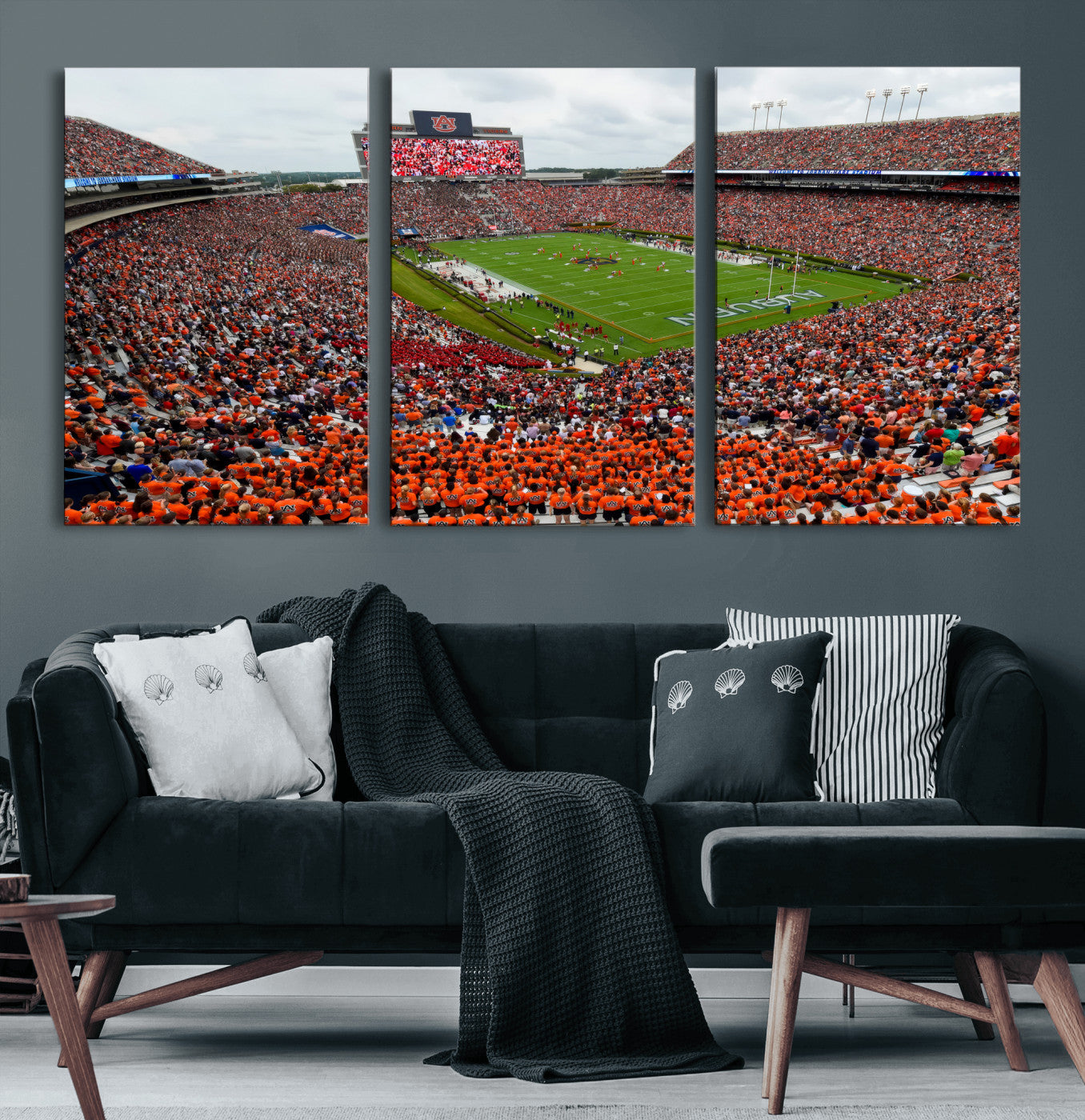 82562490-MGV-CV-36X24 - Auburn Stadium Sunset Wall Art Canvas Print, Jordan Hare Stadium Game Day Crowd, Auburn Tigers Football Artwork