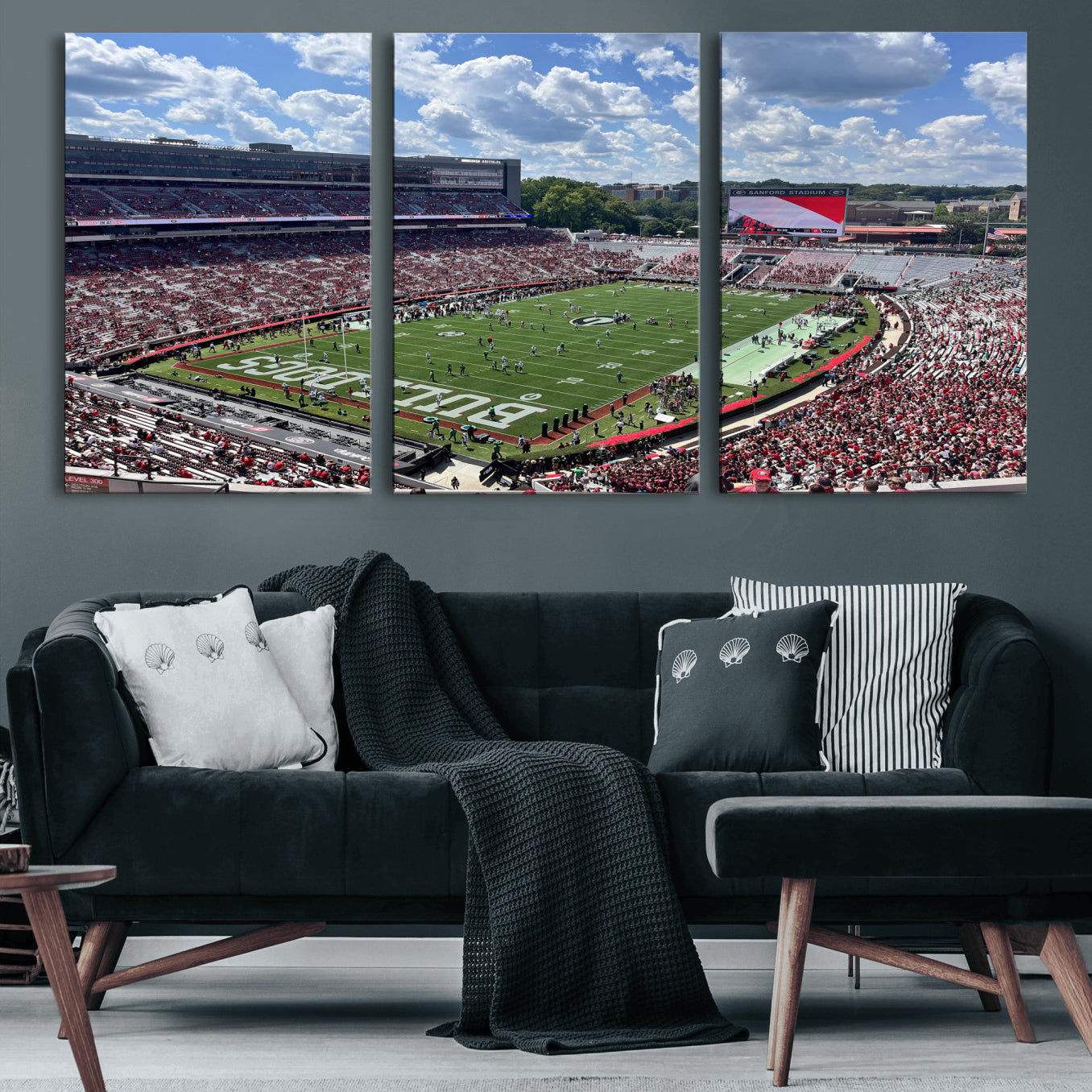 10665453-MGV-CV-36X24 - Georgia Bulldogs Stadium Wall Art Canvas Print, Sanford Stadium Football Field Panorama, College Football Game Day Wall Decor