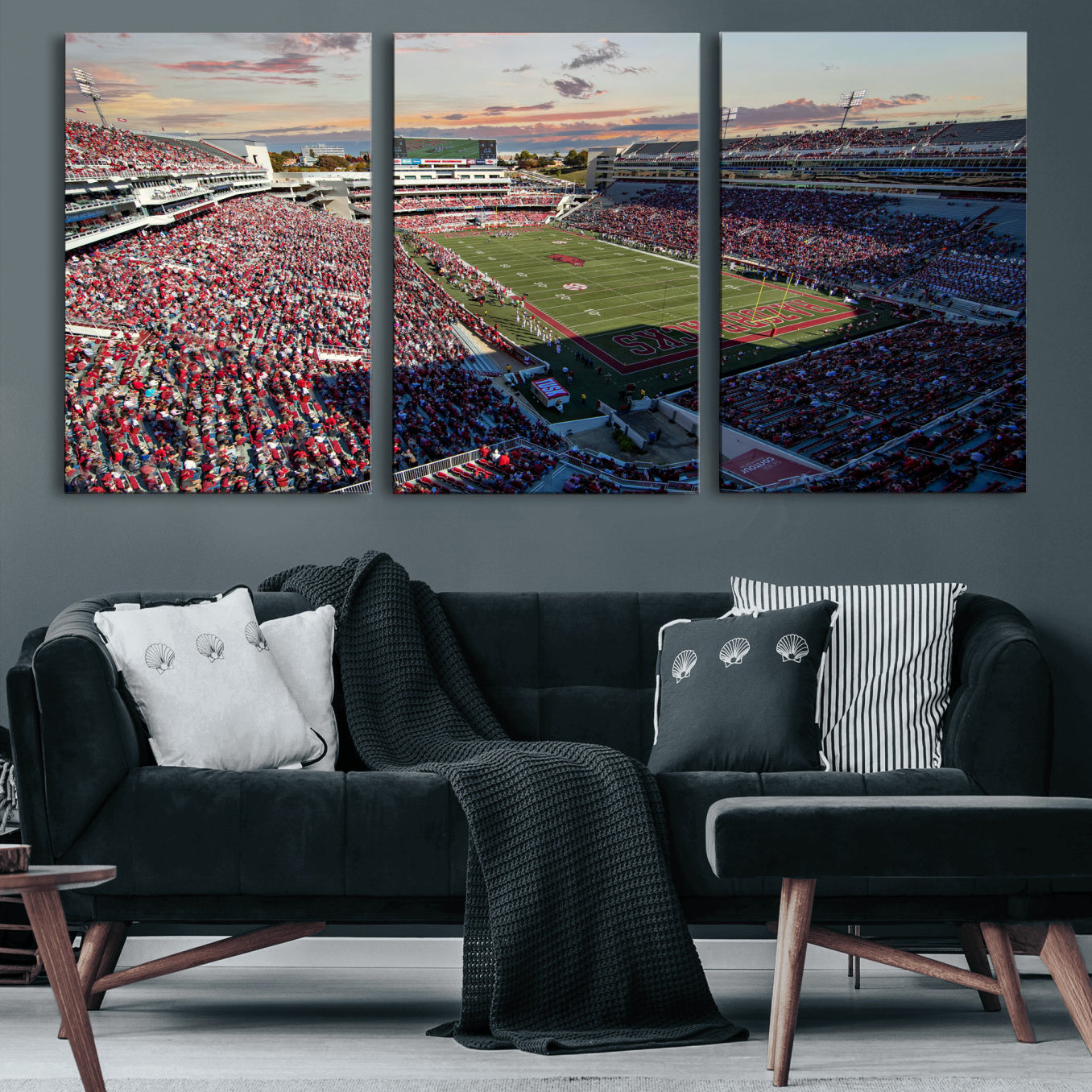 46571211-MGV-CV-36X24 - Donald W. Reynolds Razorback Stadium Wall Art Canvas Print – Arkansas Razorbacks Football Artwork for Home, Office, and Sports Room Decor