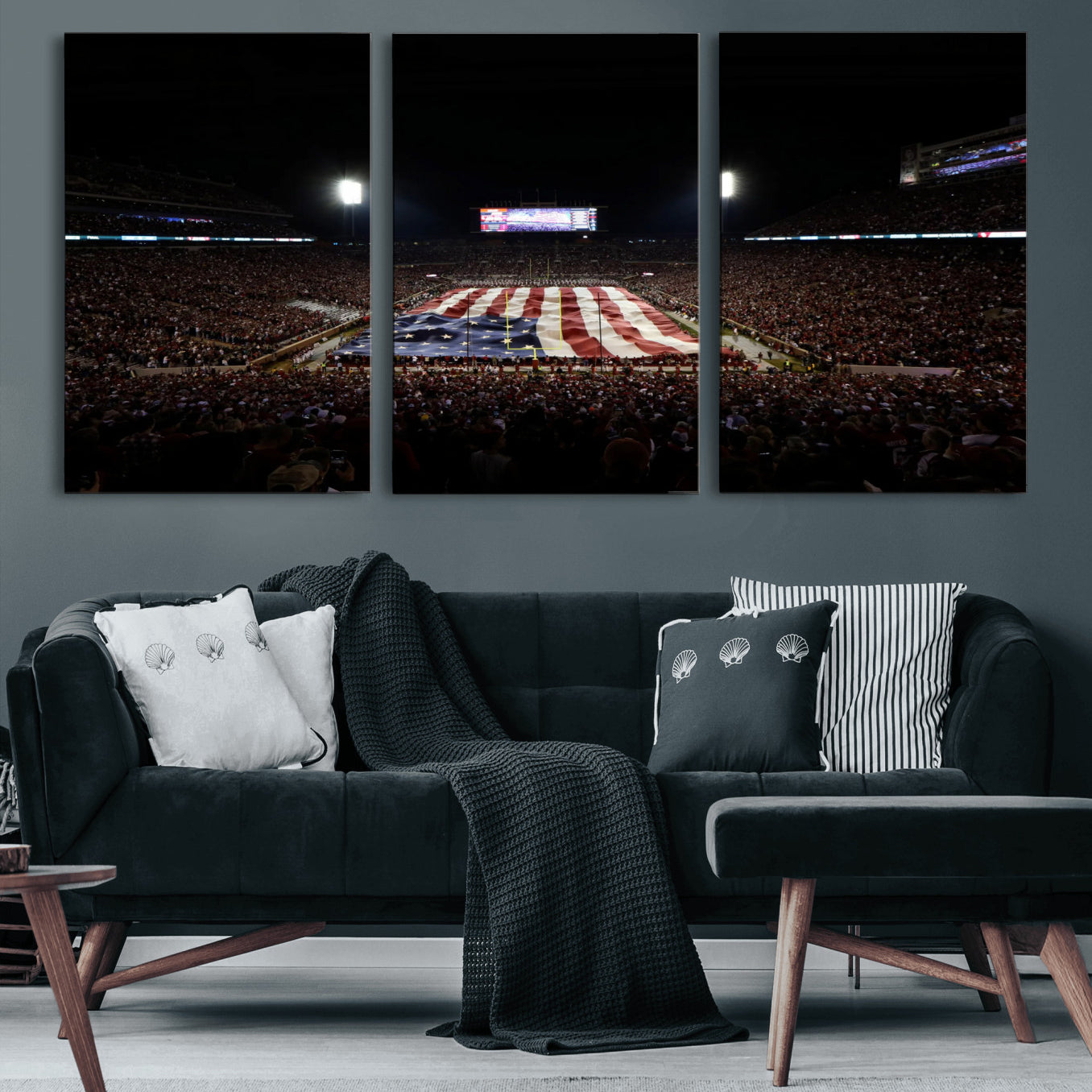98418189-MGV-CV-36X24 - Oklahoma Memorial Stadium Wall Art Canvas Print – Oklahoma Sooners Football Artwork for Home, Office, and Sports Room Decor
