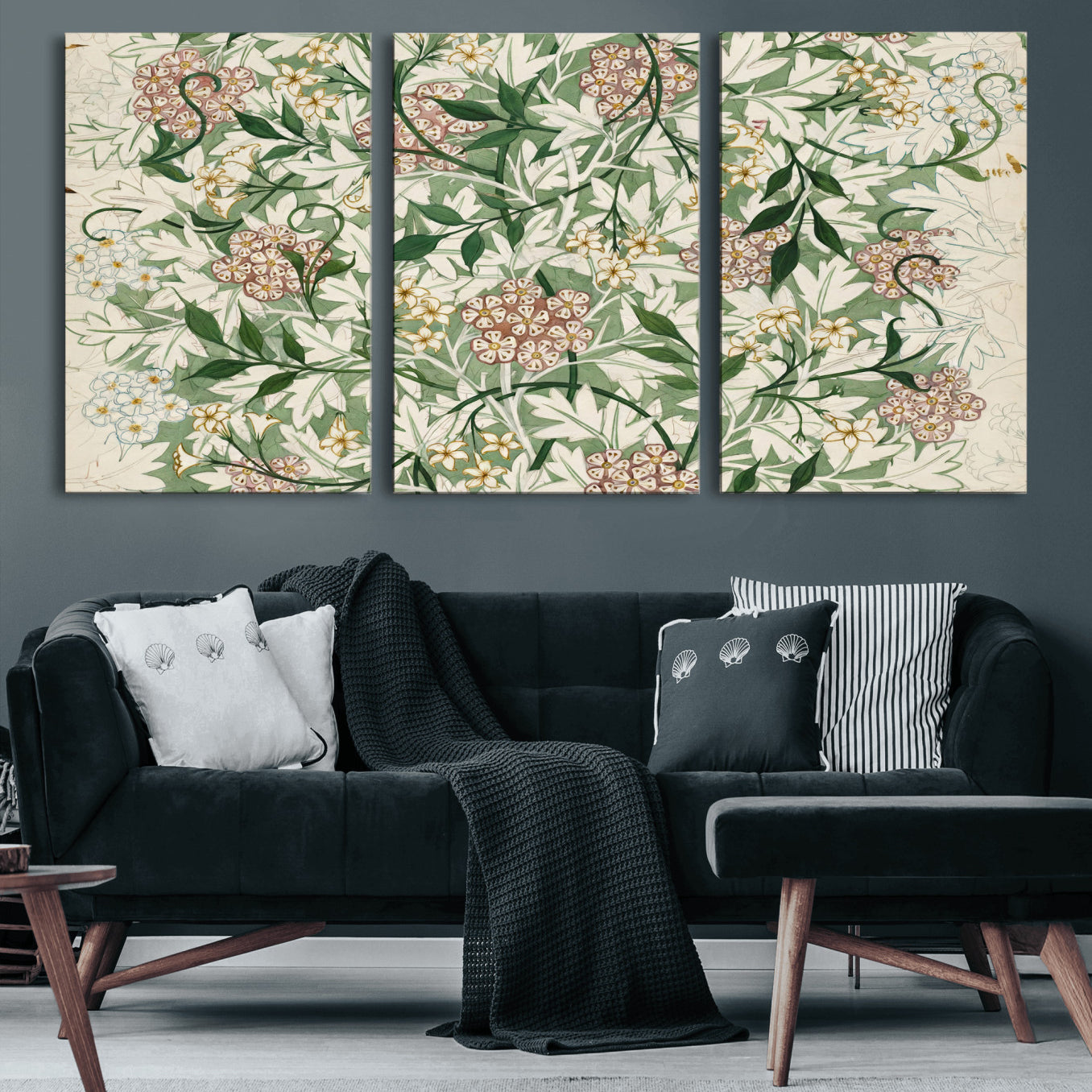 33560597-MGV-CV-36X24 - William Morris Jasmine 1872 Canvas Wall Art — Arts and Crafts Botanical Print | Vintage Green Floral Decor | Cottagecore Gift | Classic Art