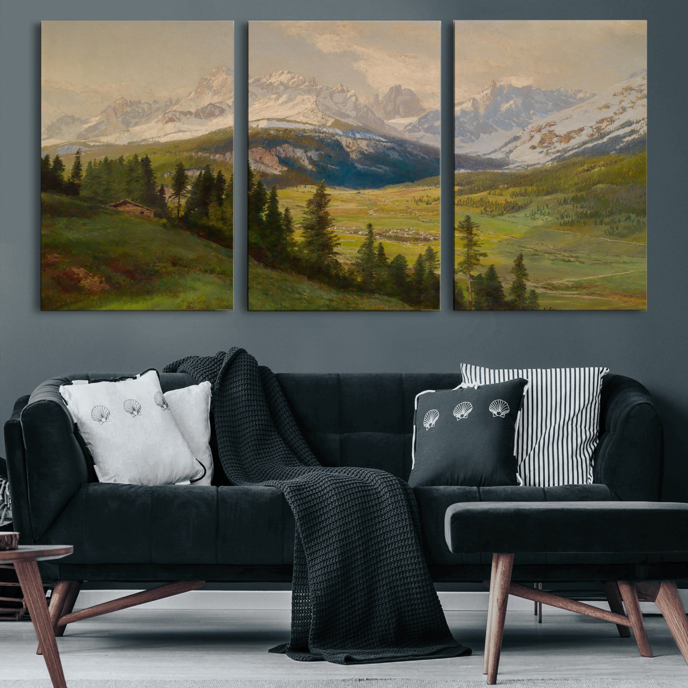 23120262-MGV-CV-36X24 - Konrad Petrides View from Mount Helm Canvas — Austrian Alpine Oil Painting Print | Tyrol Dolomites Mountain Wall Art | Vintage Landscape Gift