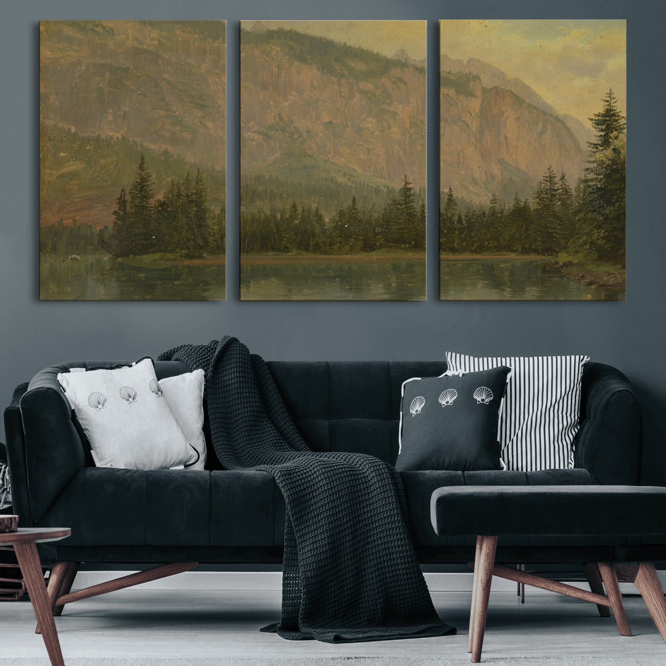 76844524-MGV-CV-36X24 - Frederic Edwin Church Hintersee Canvas Print, Hudson River School Mountain Lake Painting 1868, American Romantic Landscape, Vintage Nature Wall Art