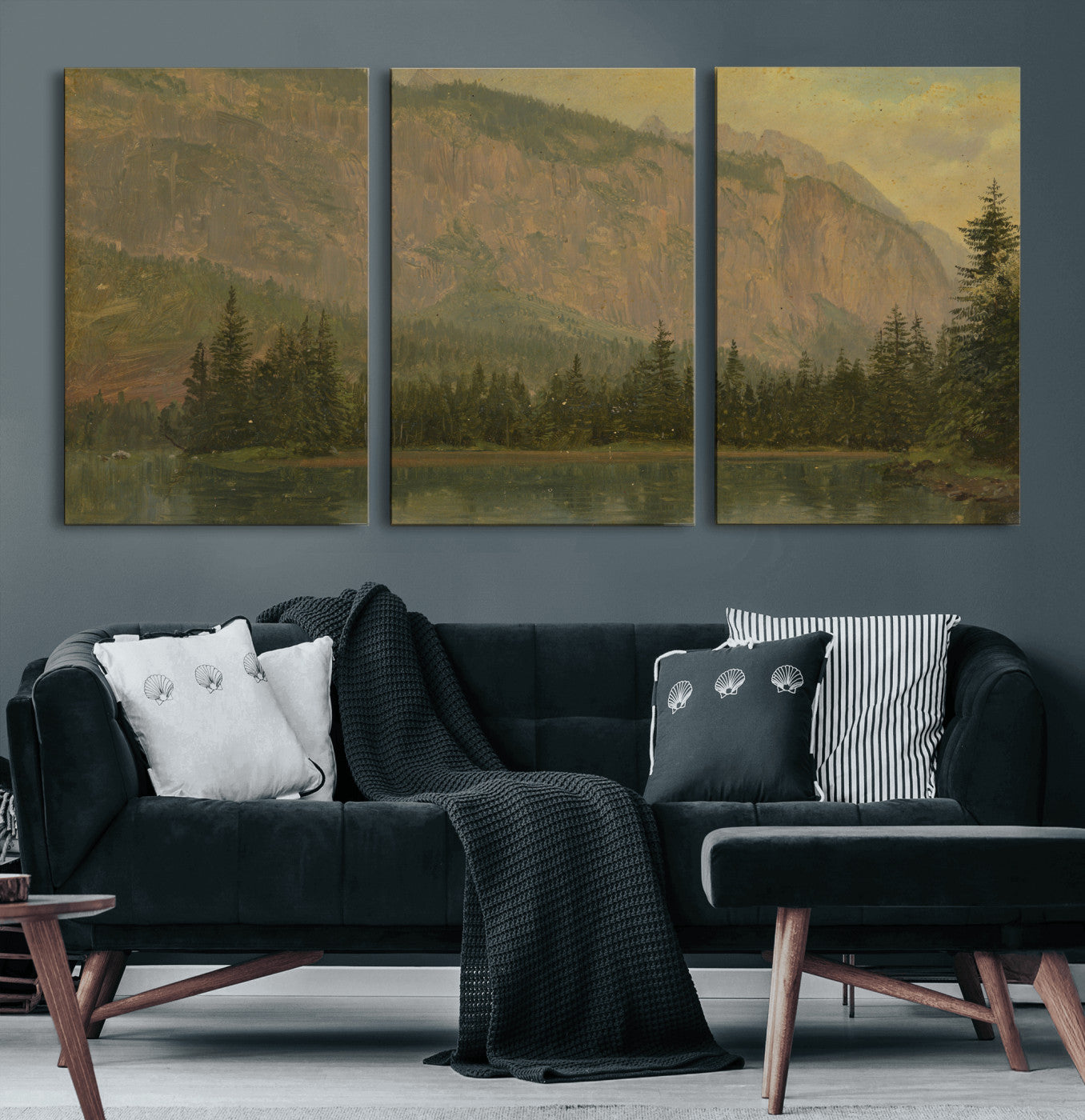 76844524-MGV-CV-36X24 - Frederic Edwin Church Hintersee Canvas Print, Hudson River School Mountain Lake Painting 1868, American Romantic Landscape, Vintage Nature Wall Art