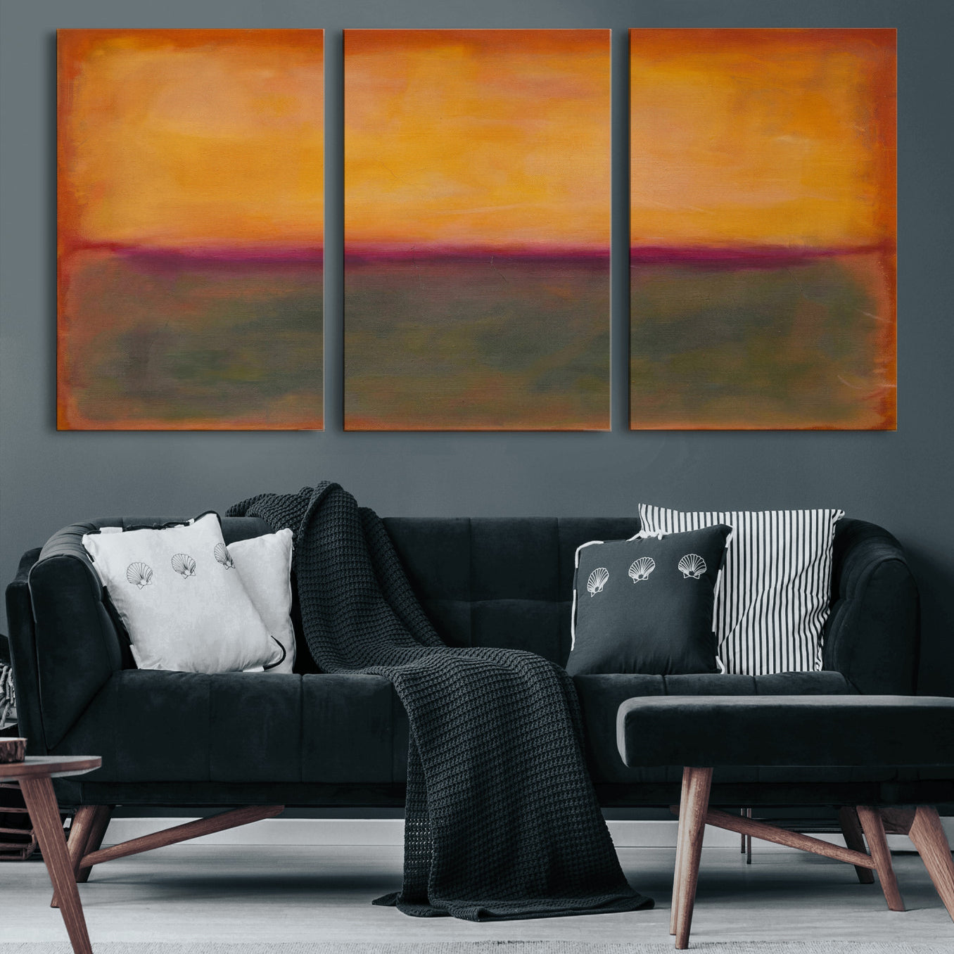 21628300-MGV-CV-36X24 - Abstract Color Field Wall Art Canvas Print, Framed Minimalist Horizon Artwork for Living Room Bedroom Office