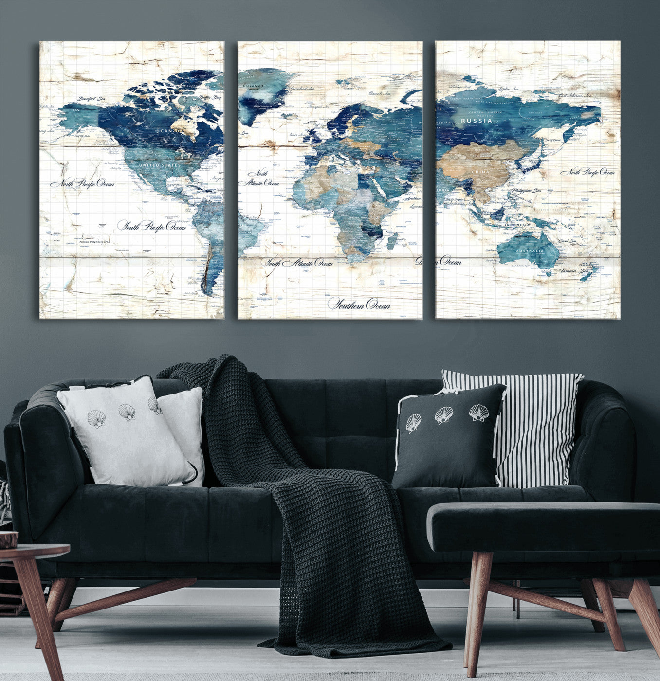 86799232-MGV-CV-36X24 - Watercolor World Map Canvas Wall Art Print – Abstract Colorful Travel Wall Decor