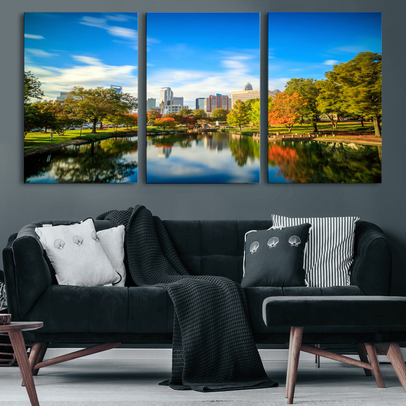 83254720-MGV-CV-36X24 - Charlotte Skyline Canvas Wall Art Print – North Carolina Cityscape Photography Print
